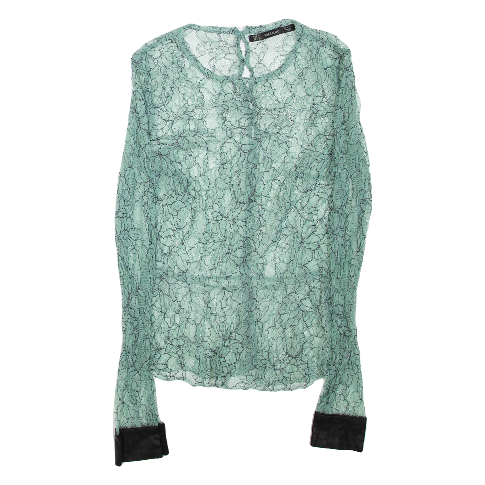 ZARA Sheer Womens Blouse Green Long Sleeve S Refurbished - N/A refurbished available on Cerqular