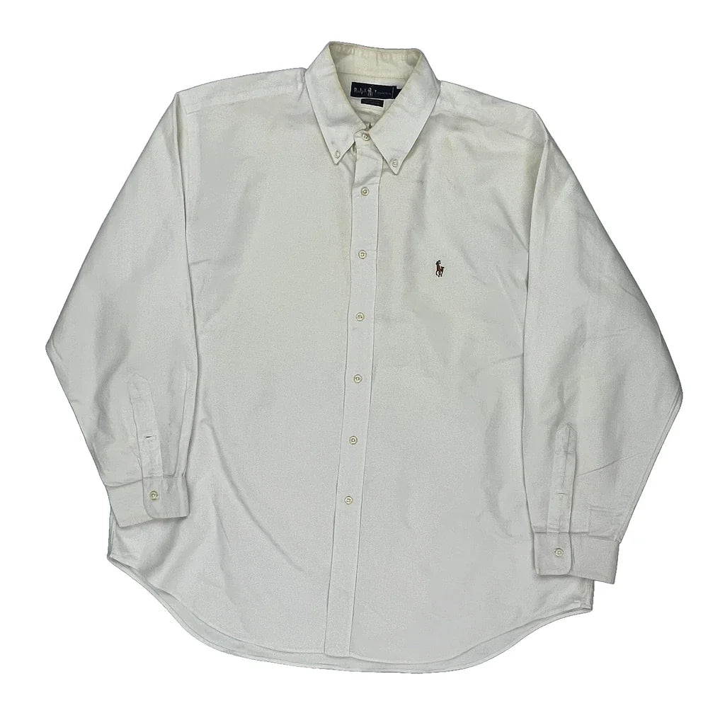 Ralph Lauren Shirt - XL White Cotton Refurbished - Thrifted (note: this is a term often used to describe second- refurbished available on Cerqular