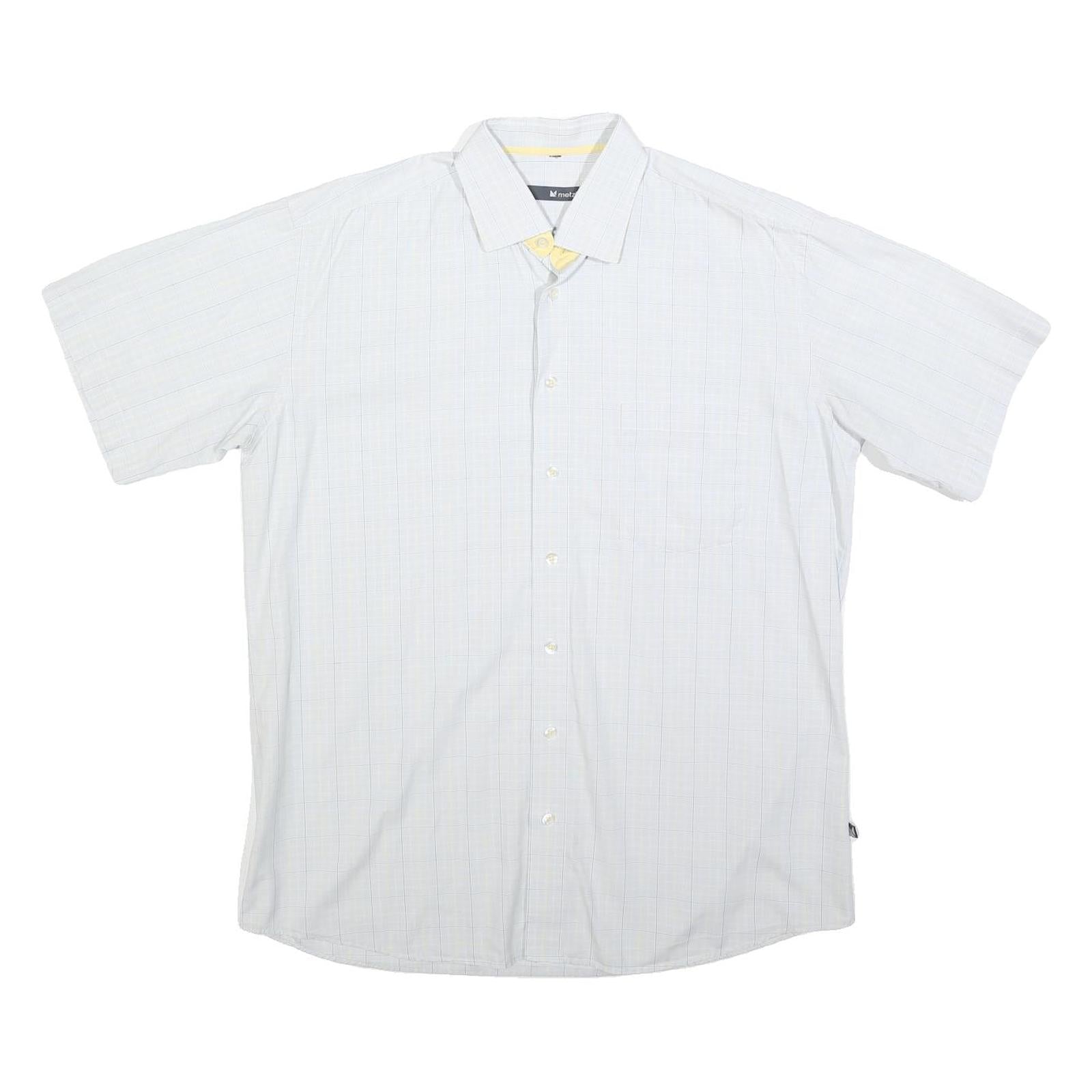 METZLER Mens White & Cream Shirt L Cotton Blend Short Sleeve Casual Classic Refurbished - N/A refurbished available on Cerqular