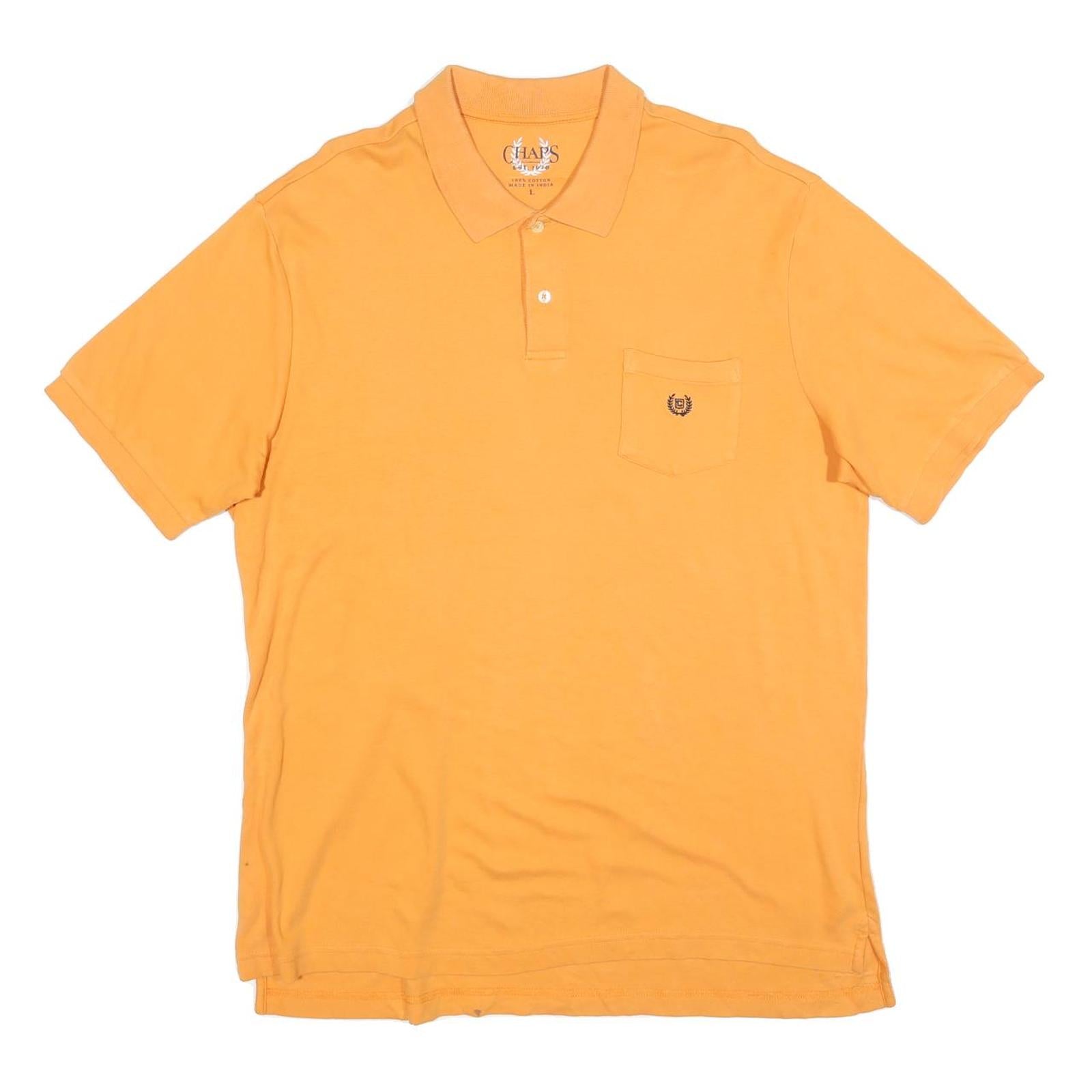 CHAPS Mens Orange Polo Shirt L Cotton Blend Short Sleeve Pocket Logo Basic Refurbished - N/A refurbished available on Cerqular
