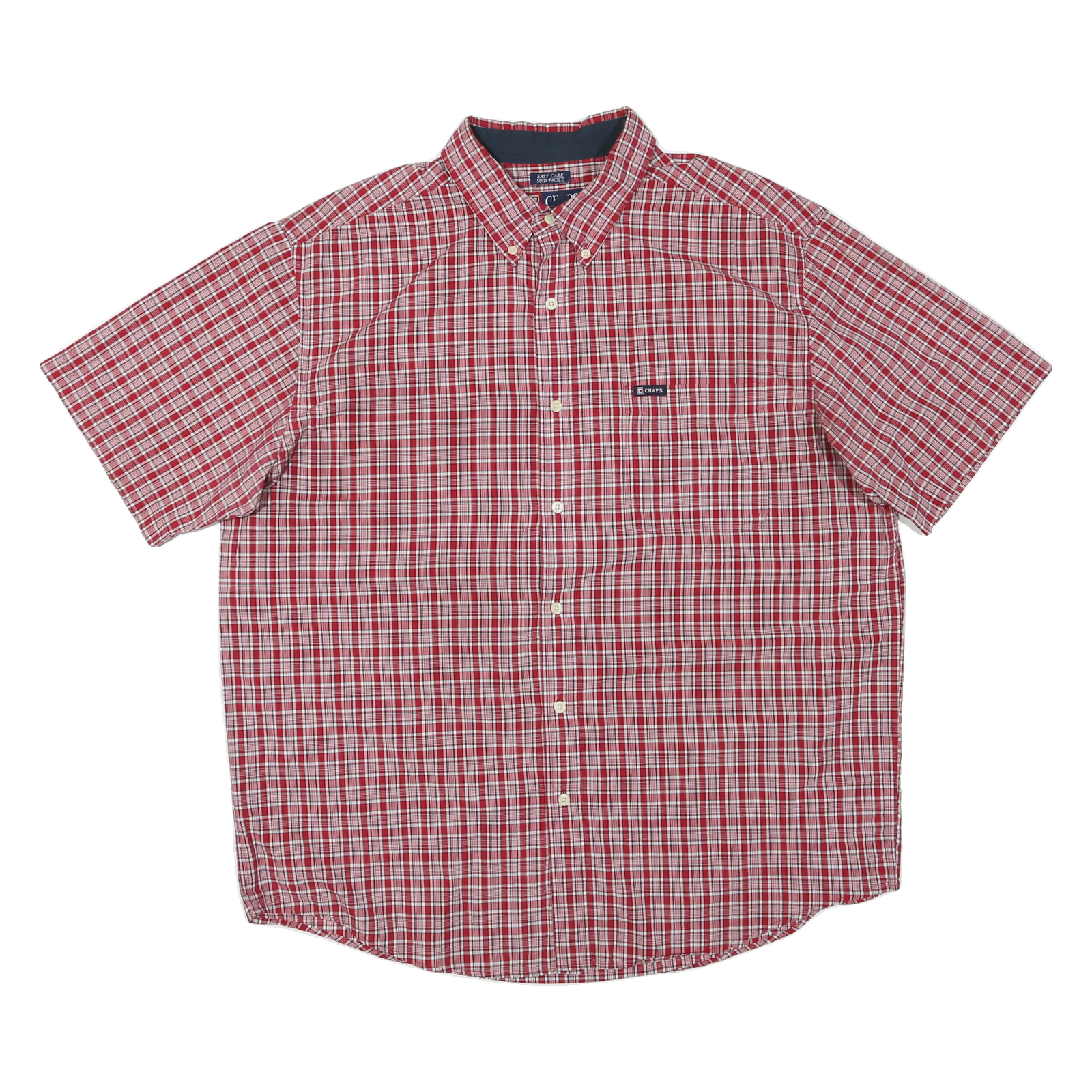 CHAPS Mens Red & White Plaid Shirt XL Button Down Casual Cotton Blend Refurbished - N/A refurbished available on Cerqular