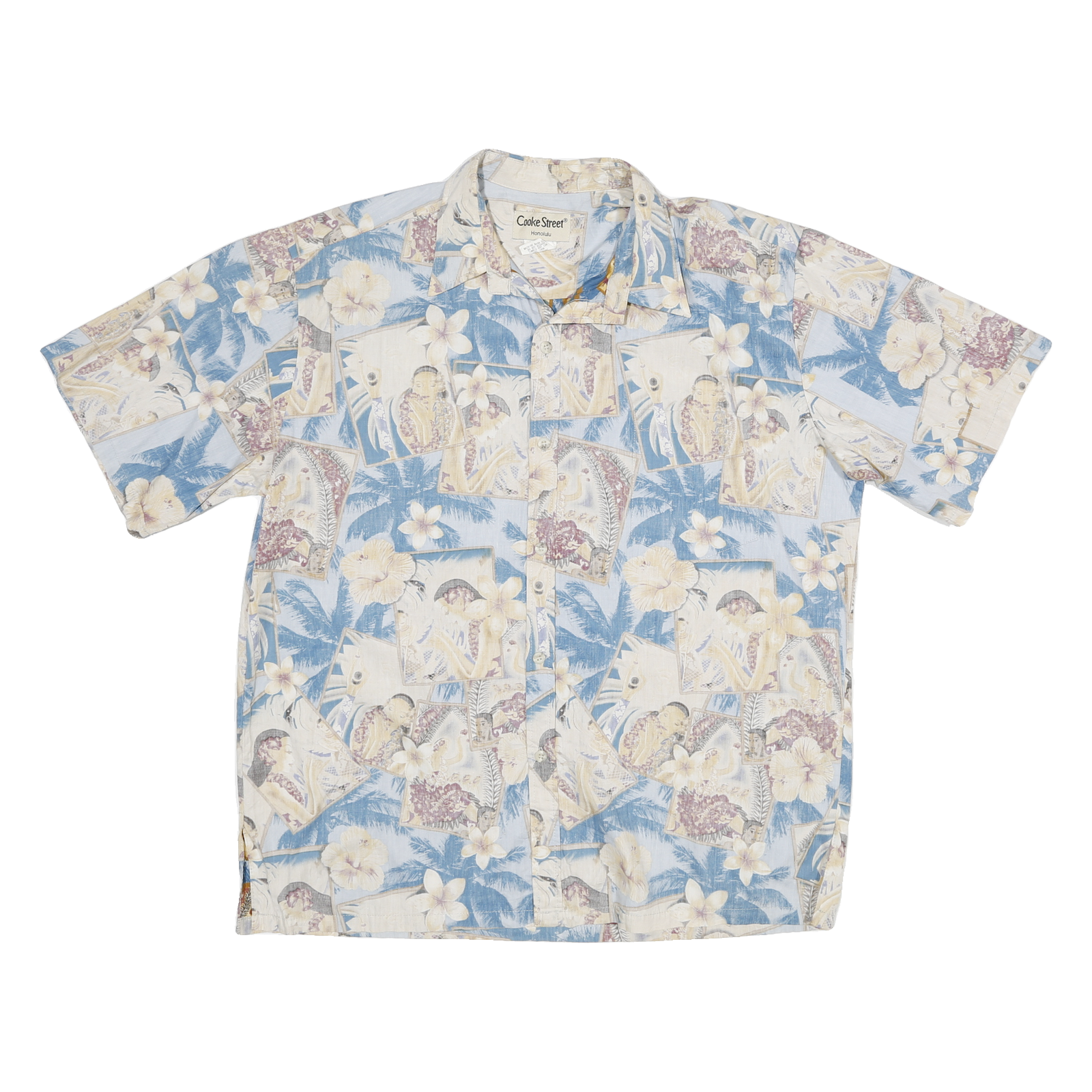 COOKE STREET Mens Blue & Cream Hawaiian Shirt XL Cotton Blend Casual Summer Refurbished - N/A refurbished available on Cerqular