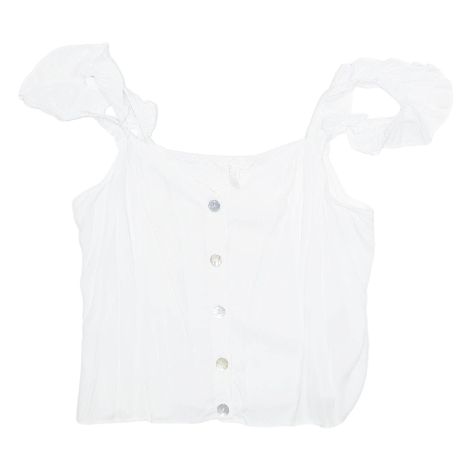 H&M Womens Ruffle Top White V-Neck UK 18 Refurbished - N/A refurbished available on Cerqular