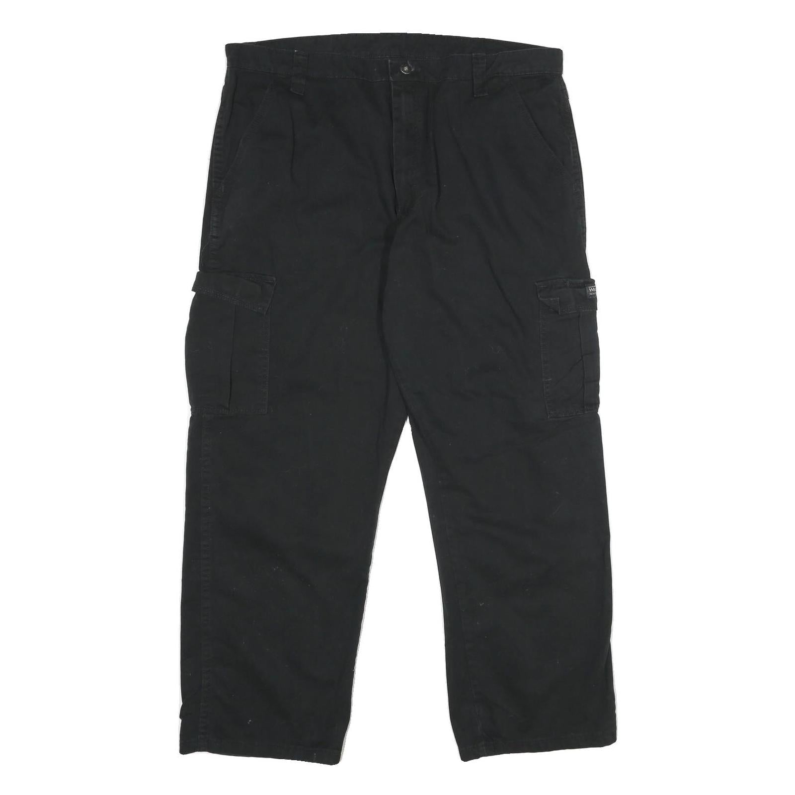 WRANGLER Mens Cotton Black Regular Fit Cargo Trousers W38 L30 Casual Utility Refurbished - N/A refurbished available on Cerqular