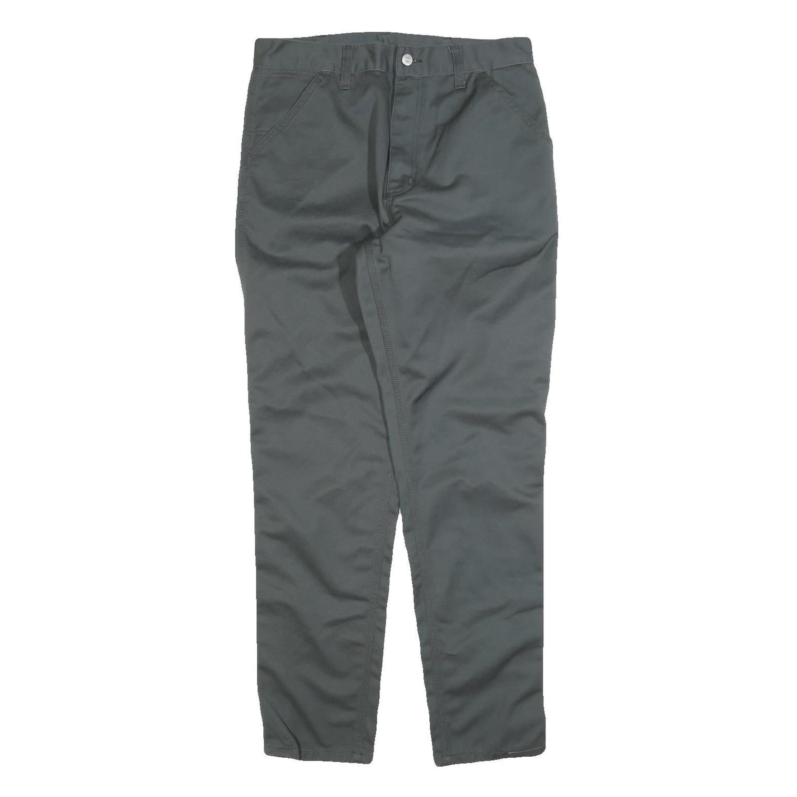 CARHARTT Mens Cotton Blend Grey Slim Straight Trousers W30 L32 Workwear Durable Refurbished - N/A refurbished available on Cerqular