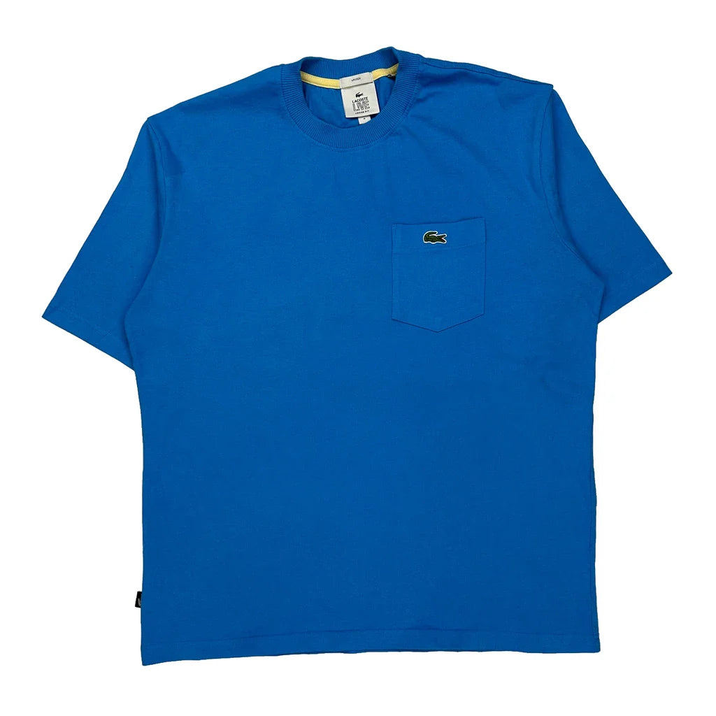 Lacoste T-Shirt - Medium Blue Cotton Refurbished - Thrifted (note: this is a term often used to describe second- refurbished available on Cerqular