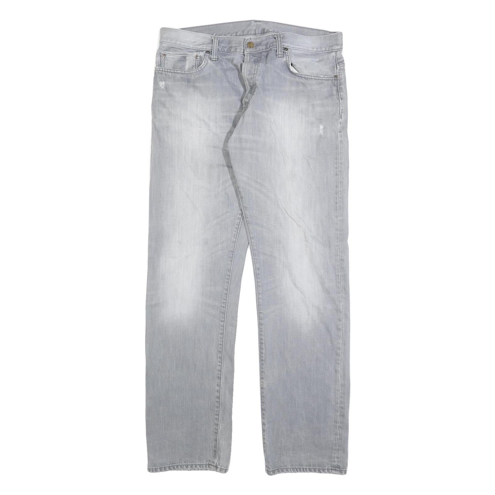 CARHARTT Mens Jeans Grey Regular Straight Denim Light W36 L34 Button Closure Refurbished - N/A refurbished available on Cerqular