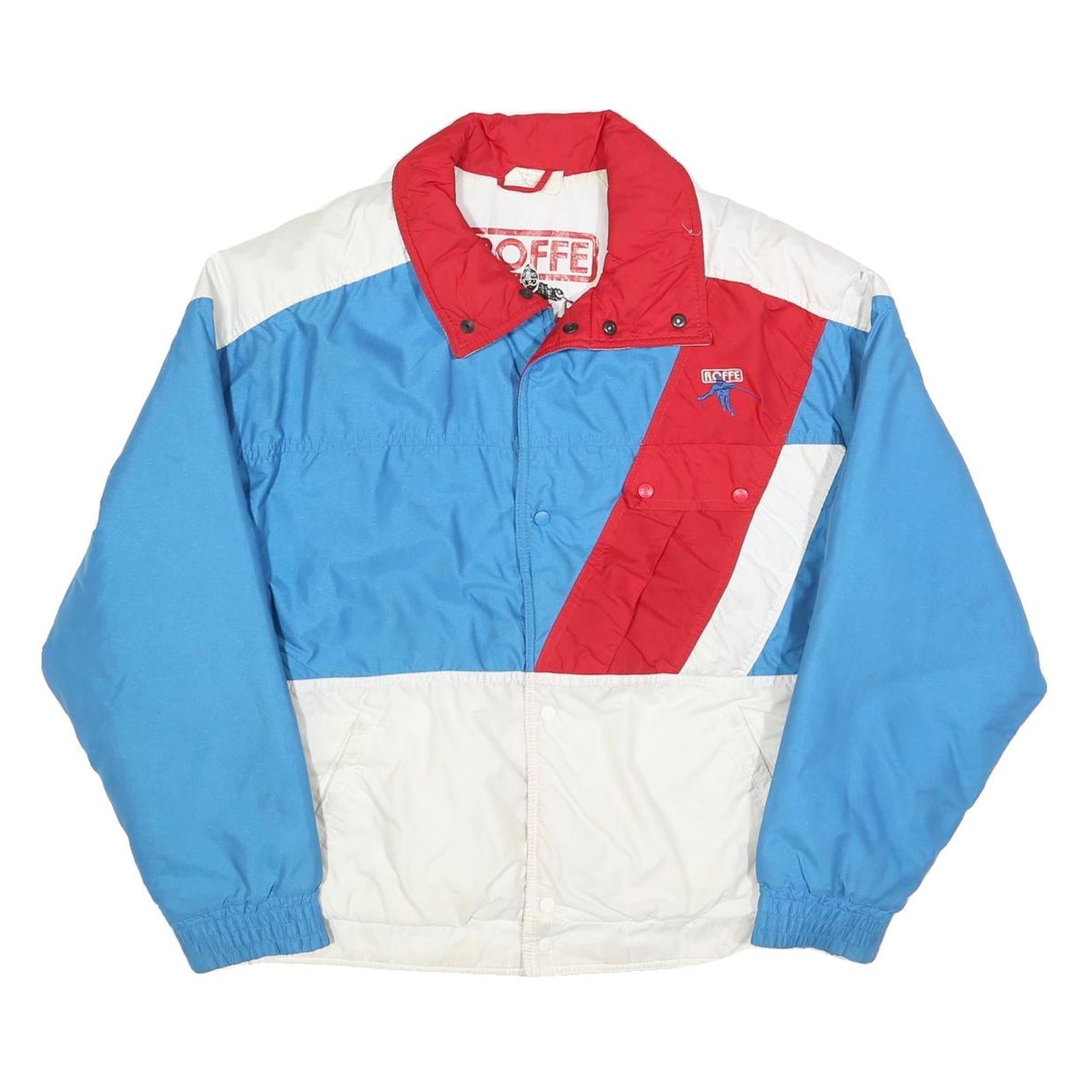 ROFFE Mens Blue & White & Red Colourblock Jacket S Polyester Blend Zip Casual Refurbished - N/A refurbished available on Cerqular