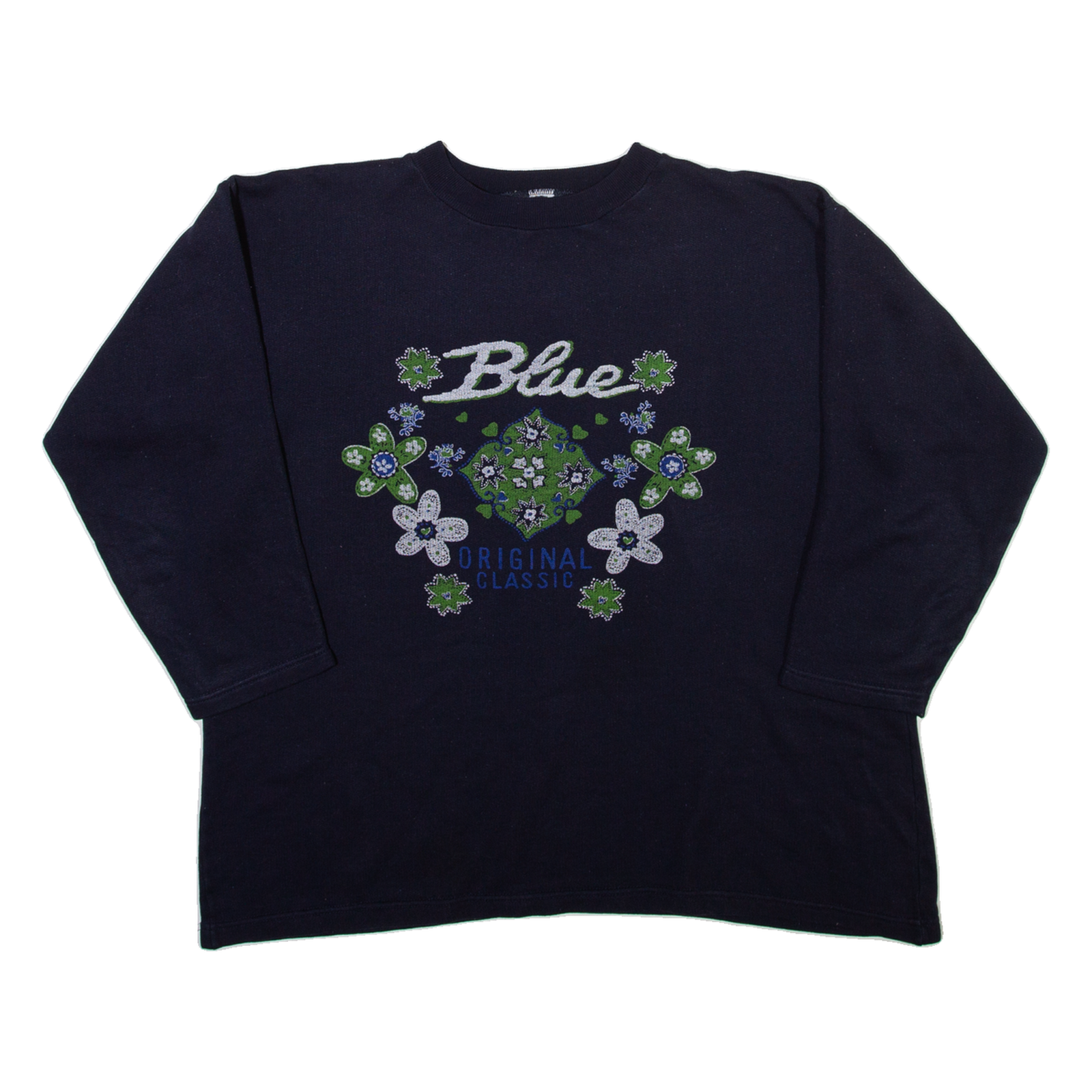 BLUE ORIGINAL CLASSIC Floral Womens Sweatshirt Blue S Refurbished - N/A refurbished available on Cerqular