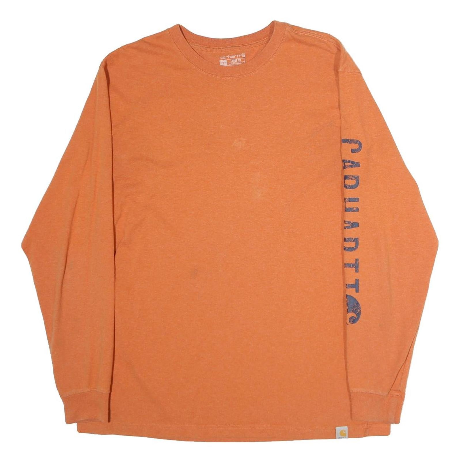 Buy CARHARTT Mens Orange Long Sleeve Crew Neck Cotton T-Shirt L Sleeve Logo Refurbished - $37.69 CARHARTT Mens Orange Long Sleeve Crew Neck Cotton T-Shirt L Sleeve Logo Refurbished - N/A refurbished available on Cerqular