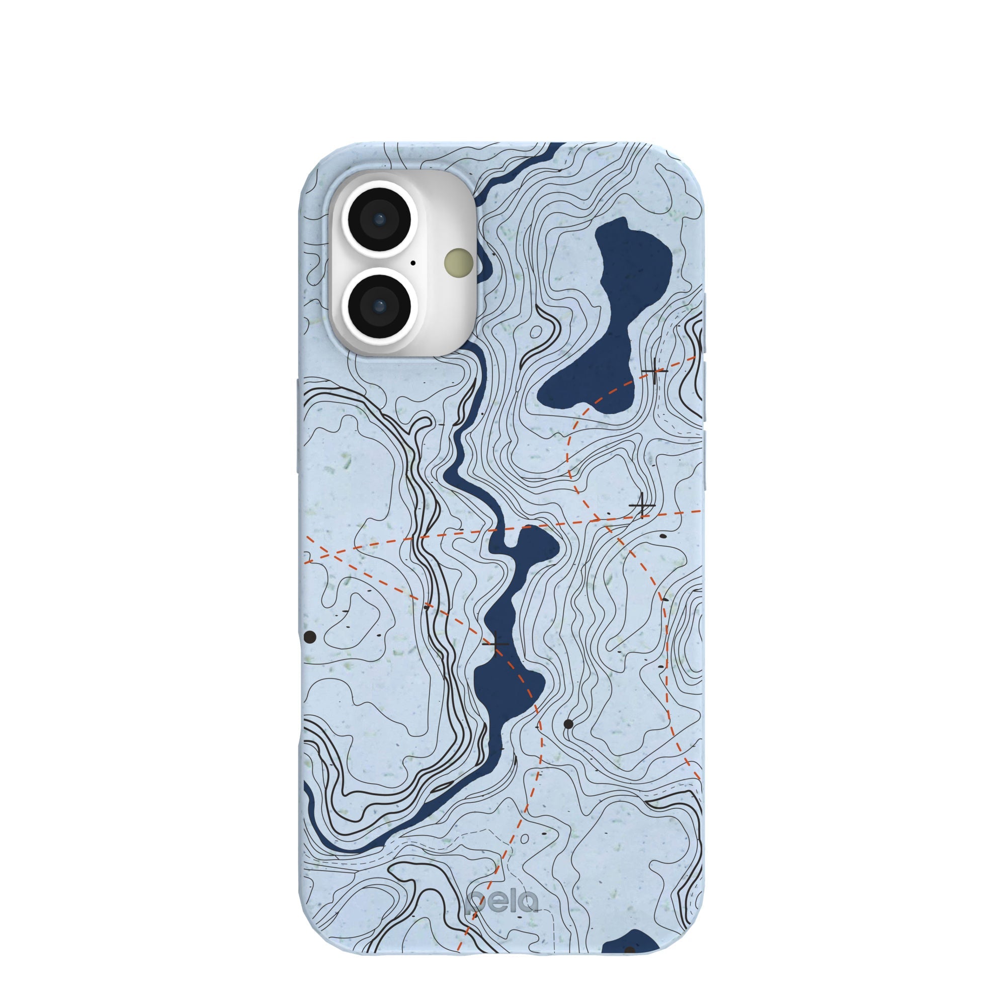 Powder Blue Contour Lines iPhone 16 Plus Case Refurbished - Pela Case refurbished available on Cerqular