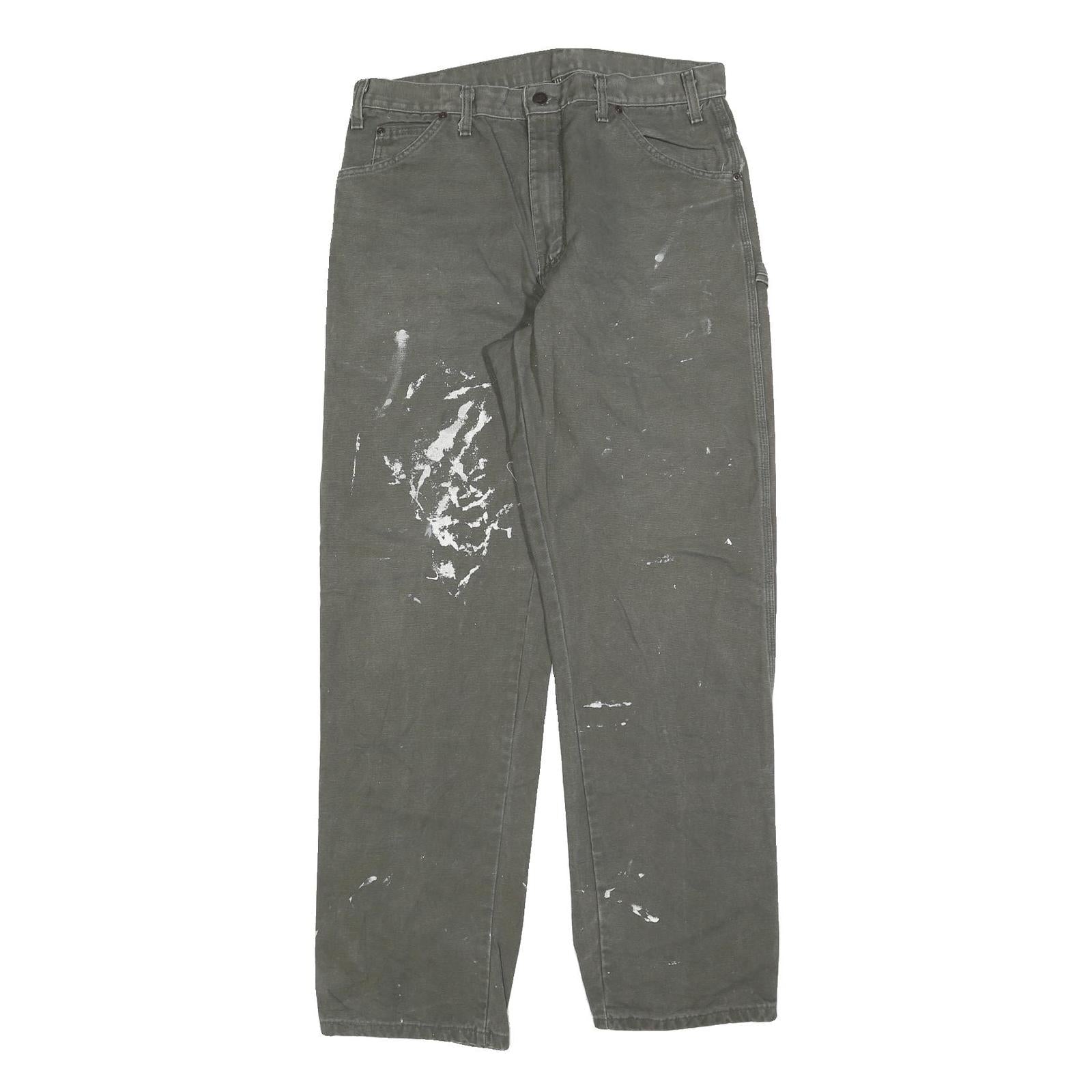 DICKIES Mens Regular Fit Jeans Grey Cotton Blend W36 L34 Workwear Utility Zip Refurbished - N/A refurbished available on Cerqular