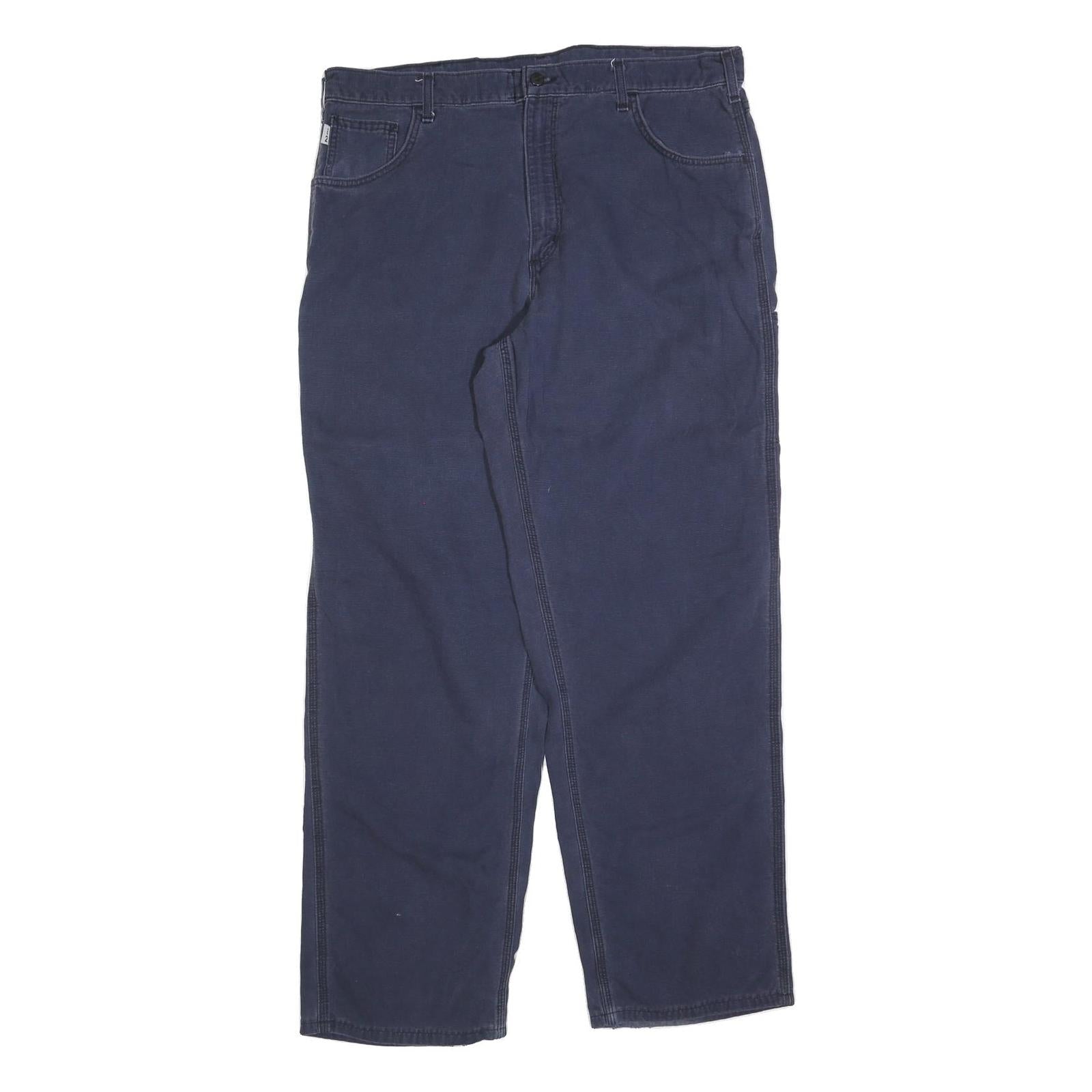 CARHARTT Mens Relaxed Navy Blue Cotton Blend Zip Trousers W40 L34 Workwear Refurbished - N/A refurbished available on Cerqular