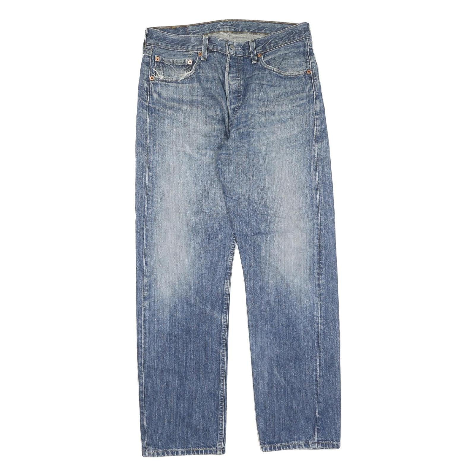 LEVI'S 501 Mens Jeans Blue Regular Straight Denim Medium W32 L30 Classic Fit Refurbished - N/A refurbished available on Cerqular