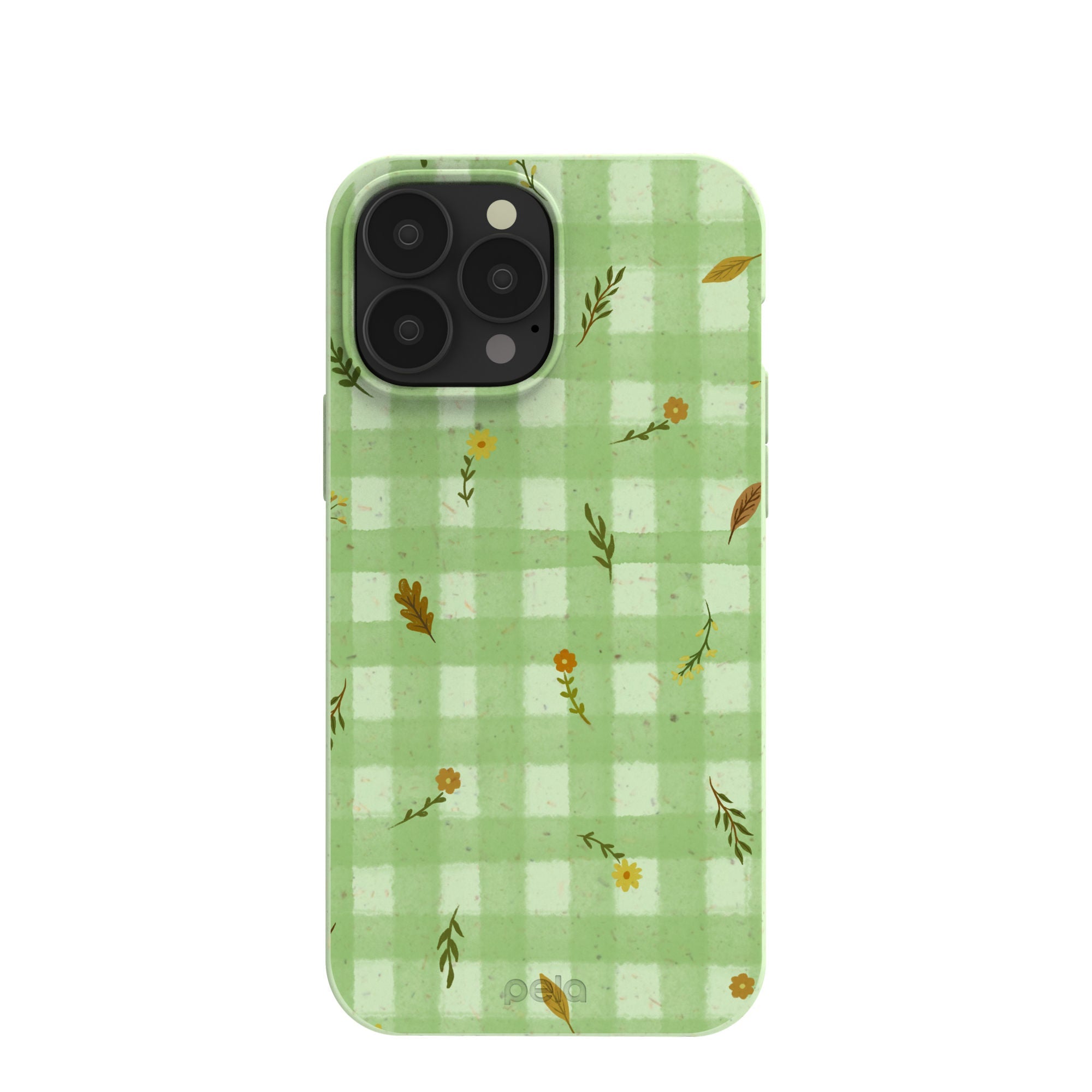 Sage Green Fall Gingham iPhone 13 Pro Max Case Refurbished - Pela Case refurbished available on Cerqular
