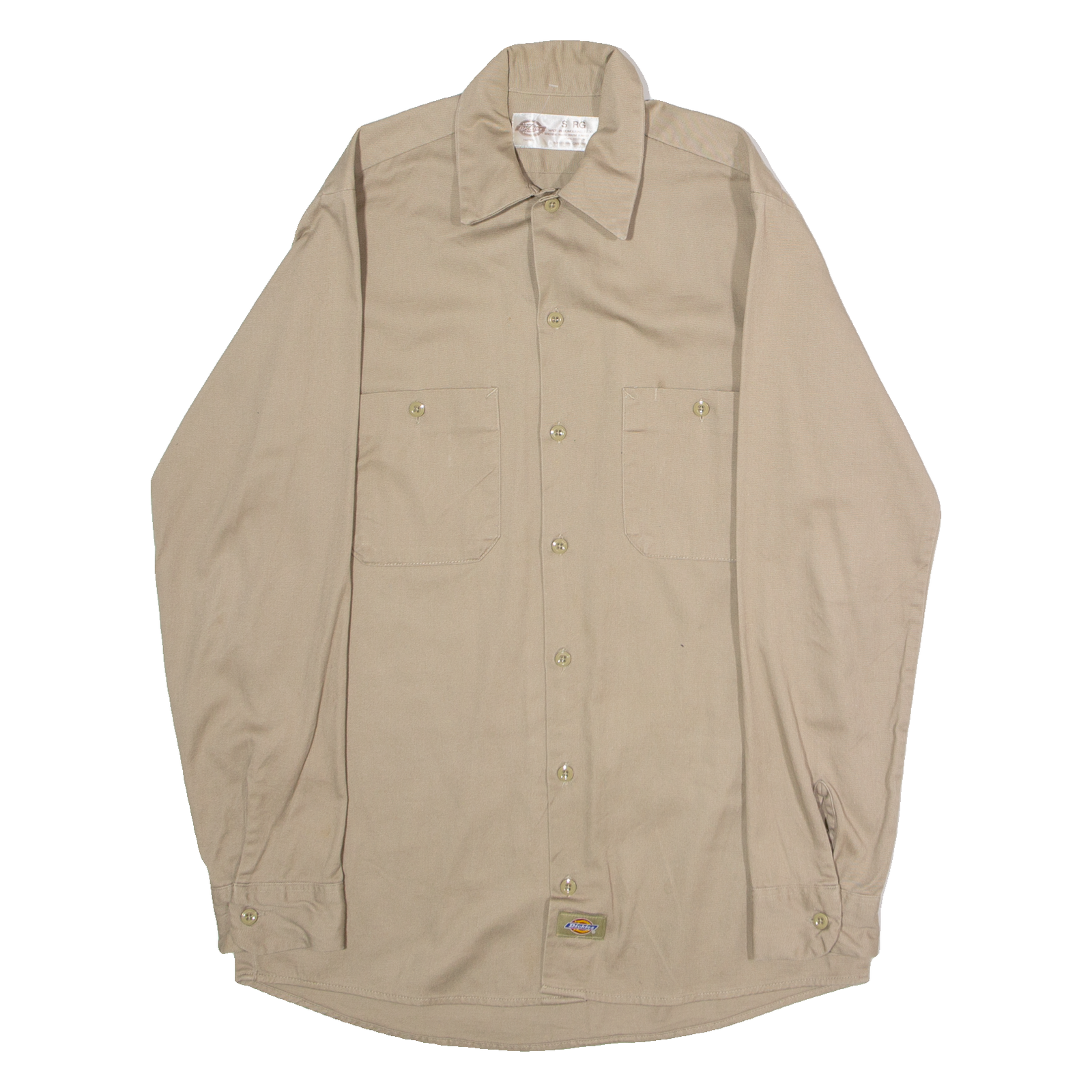DICKIES Mens Worker Shirt Beige Long Sleeve S Refurbished - N/A refurbished available on Cerqular