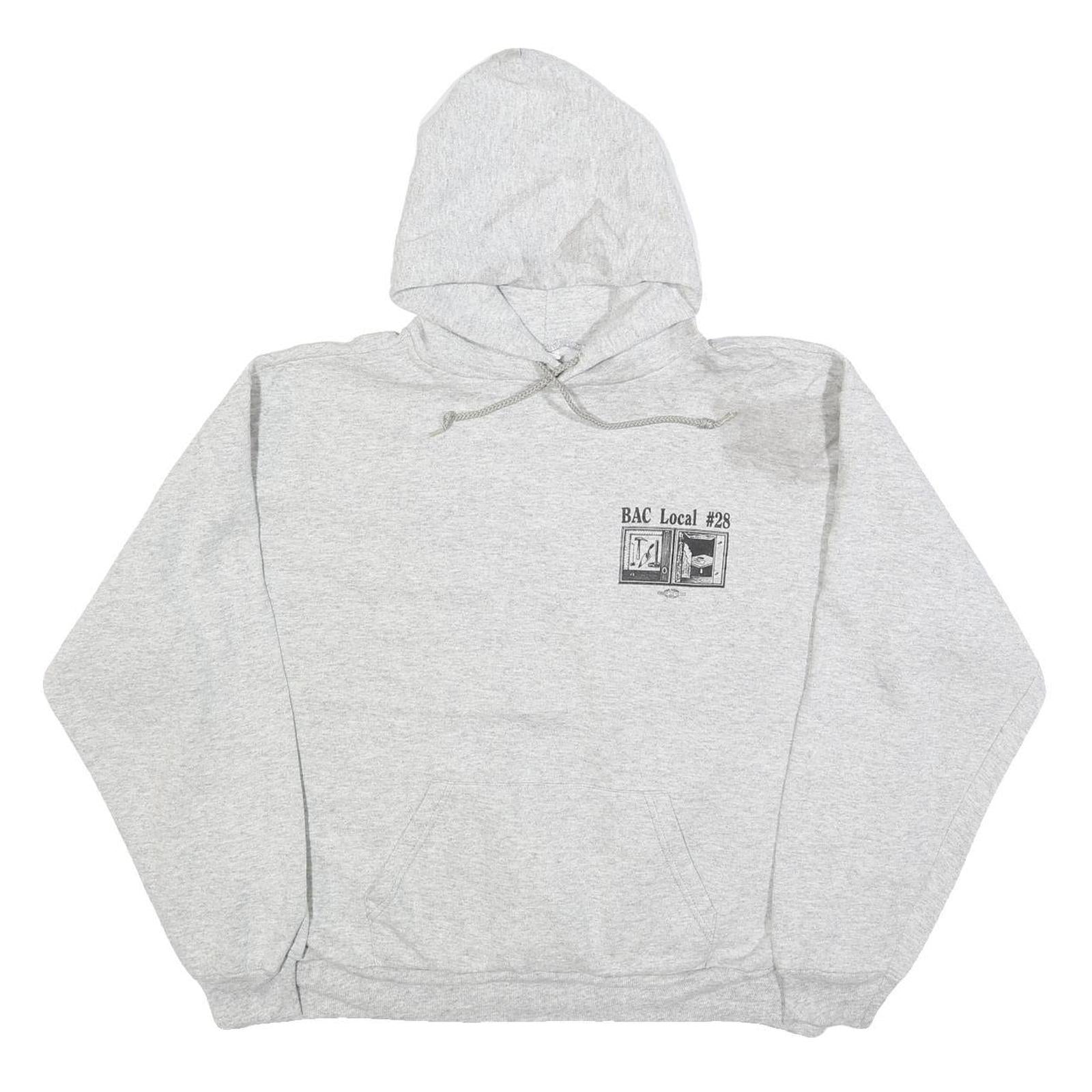 Womens Grey Bricklayers Union Local #28 Hooded Pullover XL Cotton Blend Casual Refurbished - N/A refurbished available on Cerqular