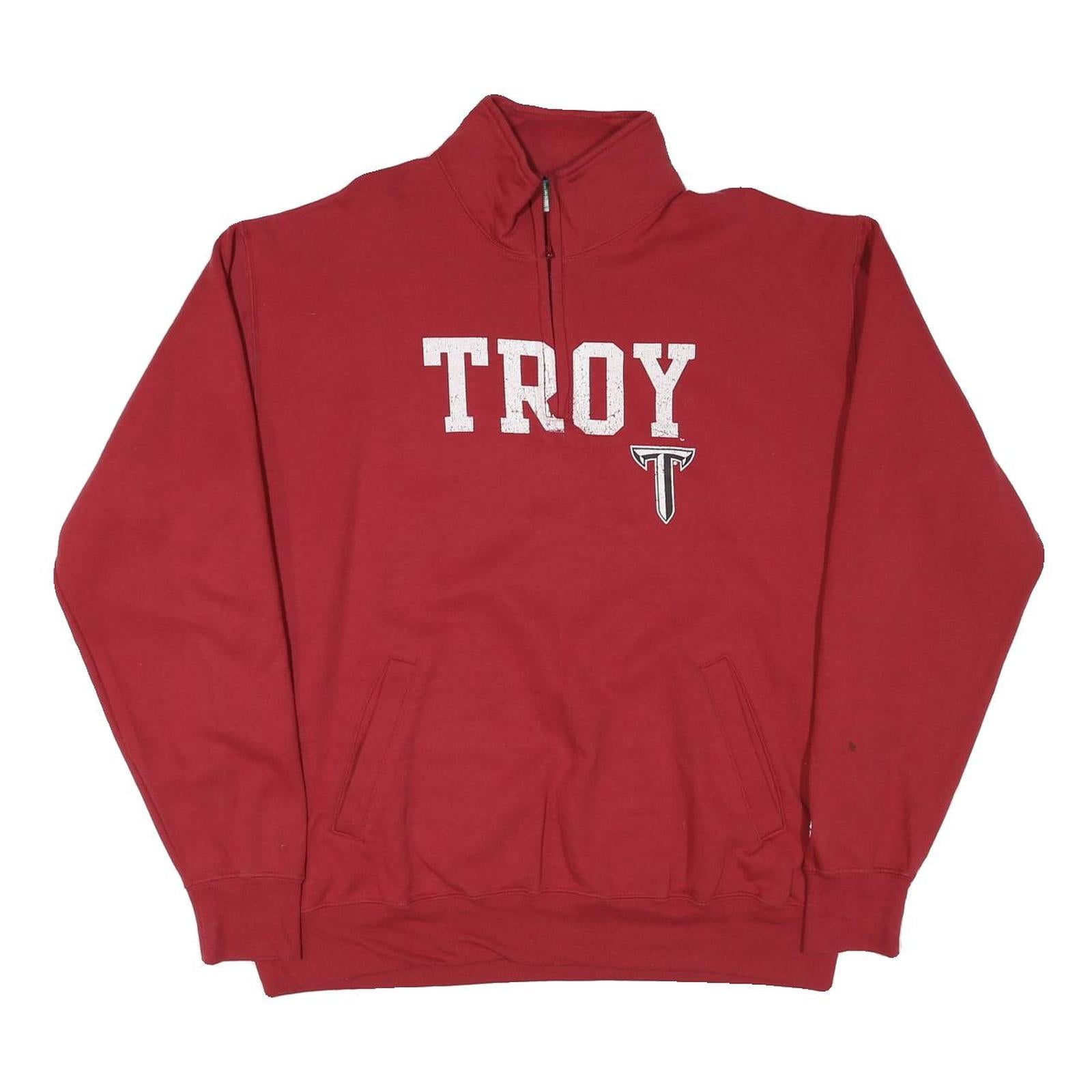 CHAMPION Mens Red Troy 1/4 Zip XL Sweatshirt Cotton Blend College Style Refurbished - N/A refurbished available on Cerqular