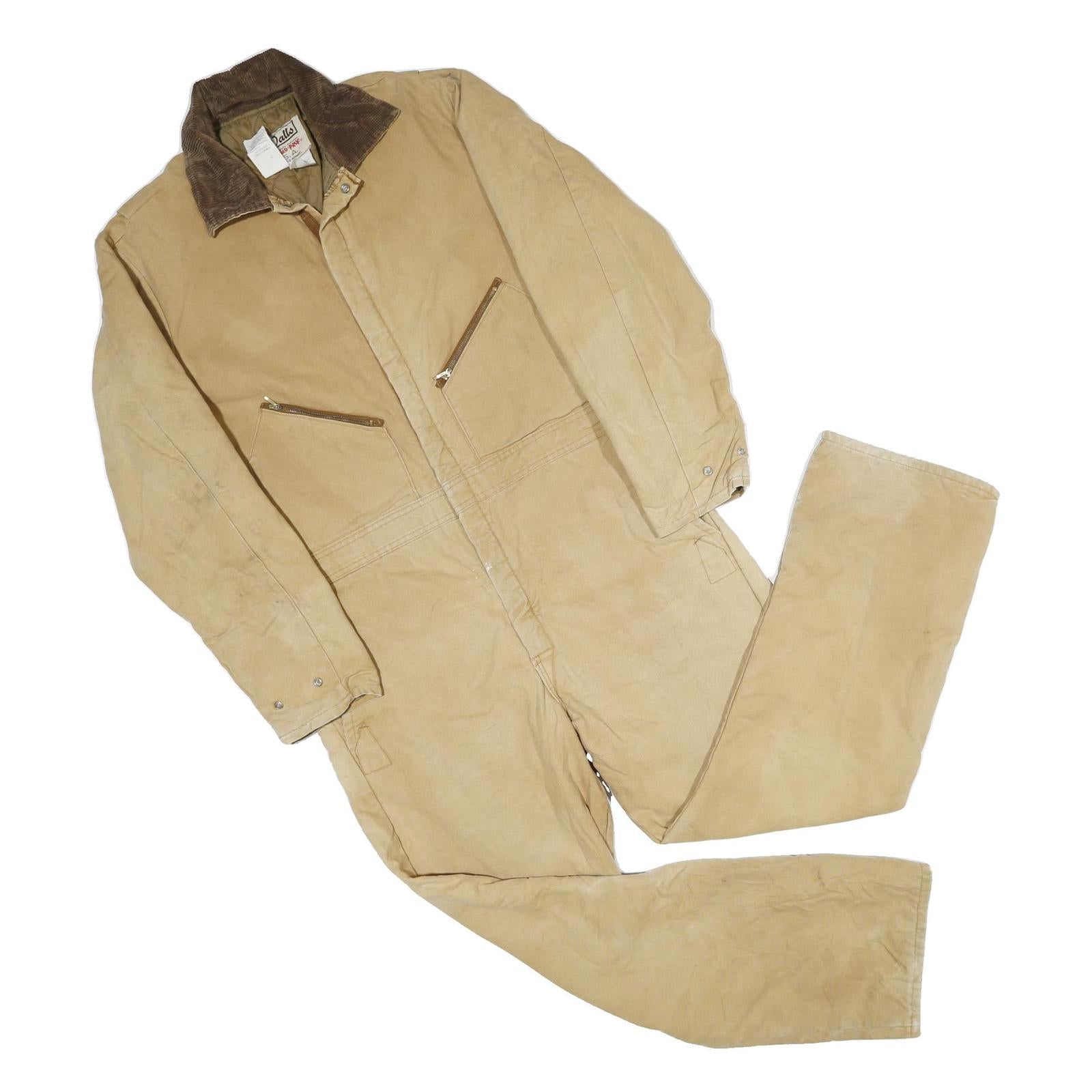 WALLS Mens Beige Cotton Blend Dungarees Regular Fit L W42 L32 Workwear Zipped Refurbished - N/A refurbished available on Cerqular