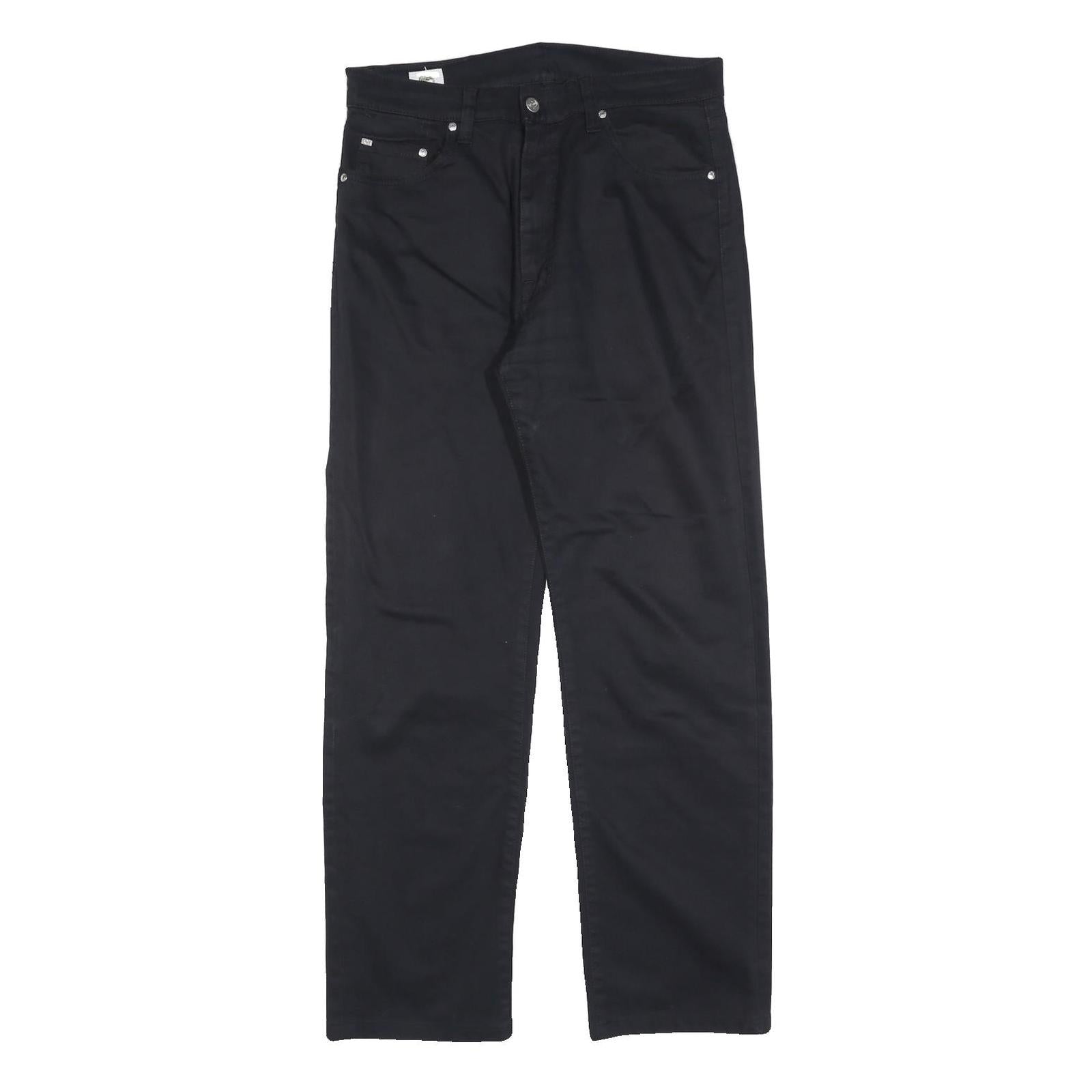 LACOSTE Mens Regular Black Cotton Blend Trousers W34 L30 Zip Classic Fit Refurbished - N/A refurbished available on Cerqular