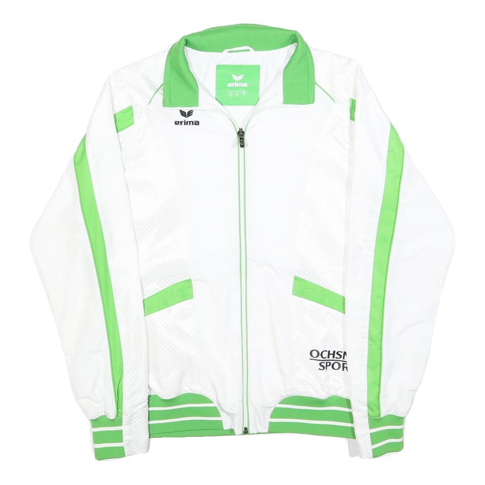 ERIMA Womens White & Green Track Jacket UK 8 Polyester Blend Zip Casual Refurbished - N/A refurbished available on Cerqular