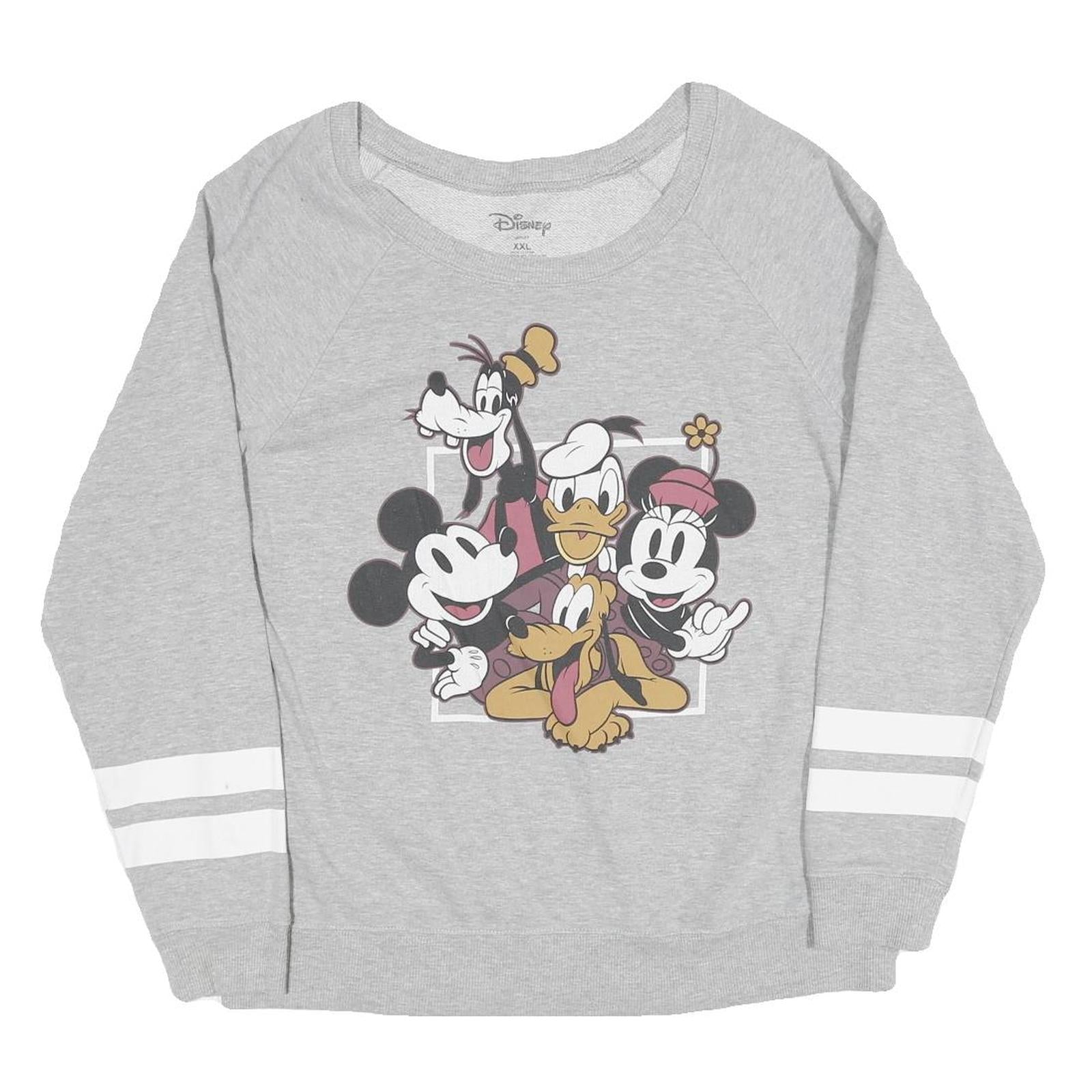DISNEY Womens Grey Disney Characters Crew Neck 2XL Cotton Blend Sweatshirt Refurbished - N/A refurbished available on Cerqular