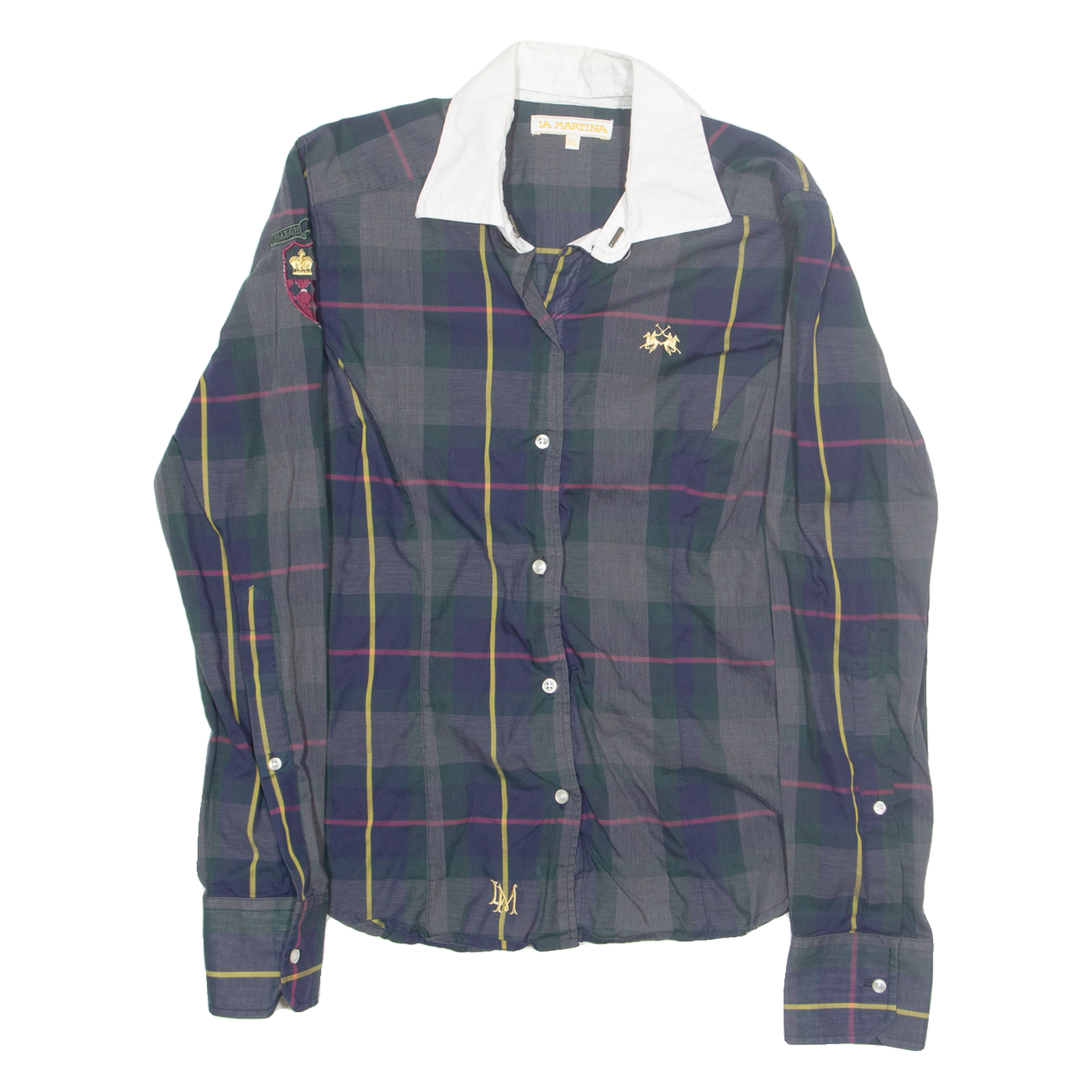 LA MARTINA Womens Shirt Blue Check Long Sleeve XL Refurbished - N/A refurbished available on Cerqular