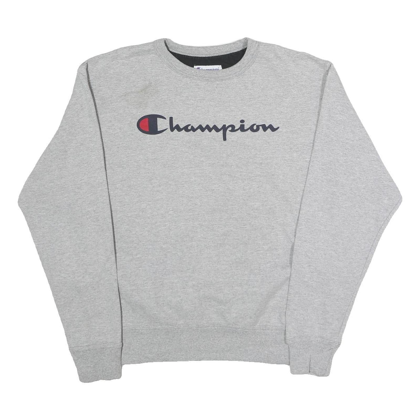 CHAMPION Mens Grey Crew Neck M Sweatshirt Cotton Blend Logo Pullover Refurbished - N/A refurbished available on Cerqular