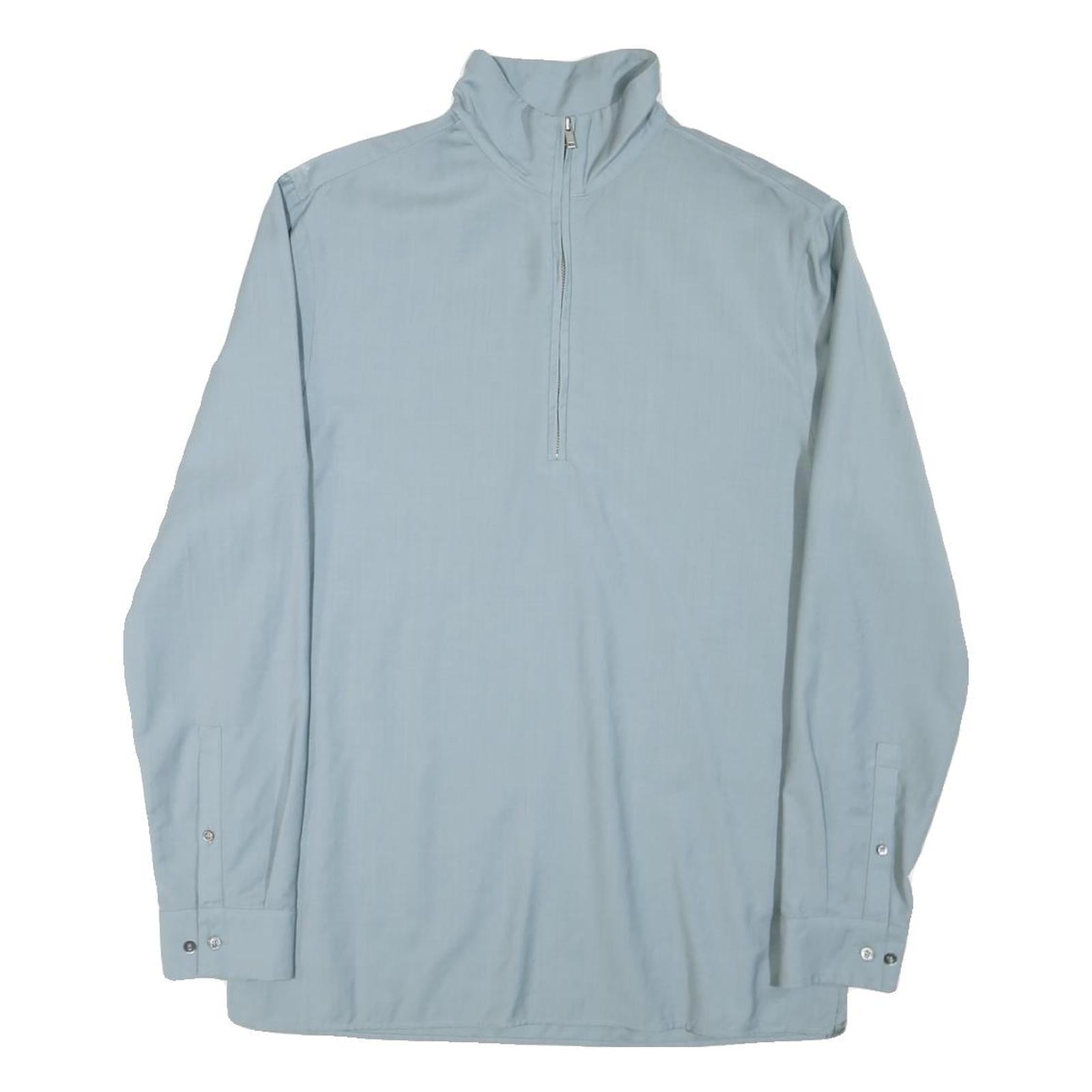 COS Mens Light Blue Cotton Blend Zip Neck Shirt M Casual Minimalist Refurbished - N/A refurbished available on Cerqular