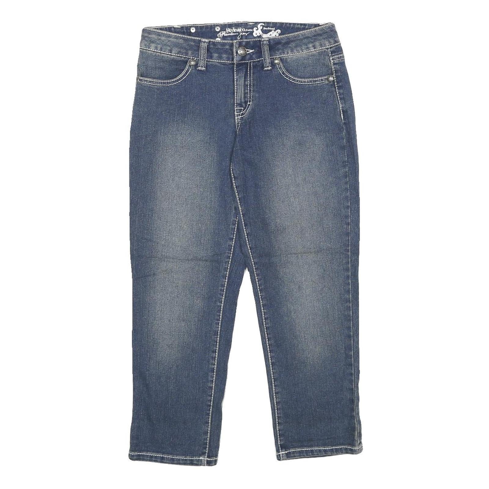 STYLE & CO Womens Blue Regular Straight Denim Medium W28 L24 Stylish Embroidered Refurbished - N/A refurbished available on Cerqular
