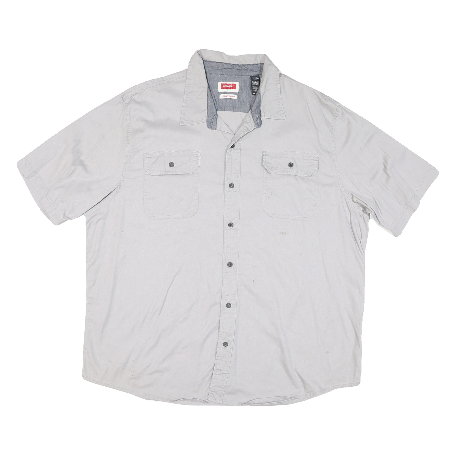 WRANGLER Mens White Short Sleeve Shirt 2XL Cotton Blend Casual Button Pocket Refurbished - N/A refurbished available on Cerqular