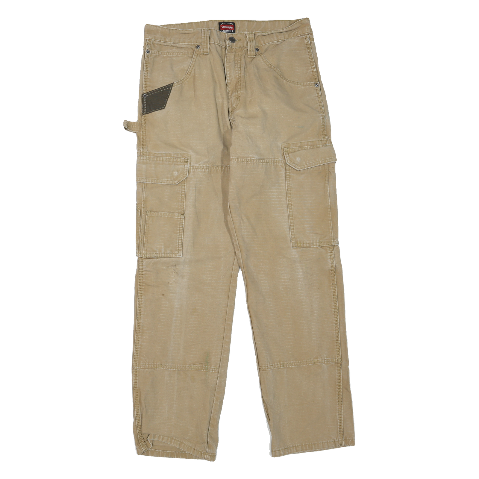 WRANGLER Mens Cotton Blend Beige Regular Straight Trousers W32 L32 Casual Combat Refurbished - N/A refurbished available on Cerqular