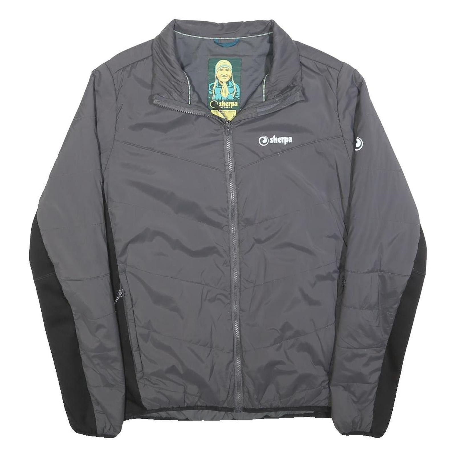 SHERPA Mens Grey Black Zip Jacket L Polyester Blend Outdoor Casual Insulated Refurbished - N/A refurbished available on Cerqular