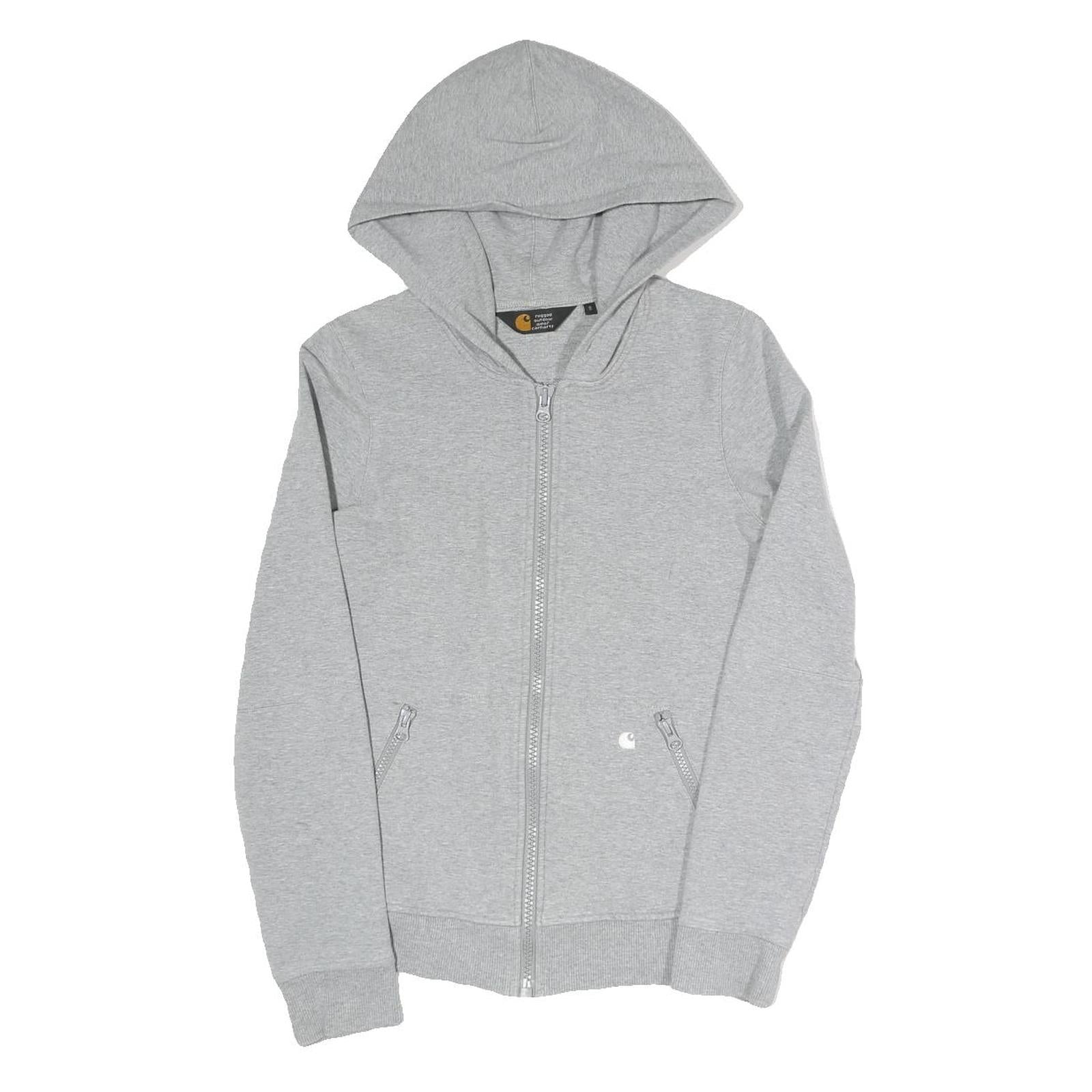 CARHARTT Womens Grey Zip Up Hoodie S Cotton Blend Casual Full Zip Sweatshirt Refurbished - N/A refurbished available on Cerqular