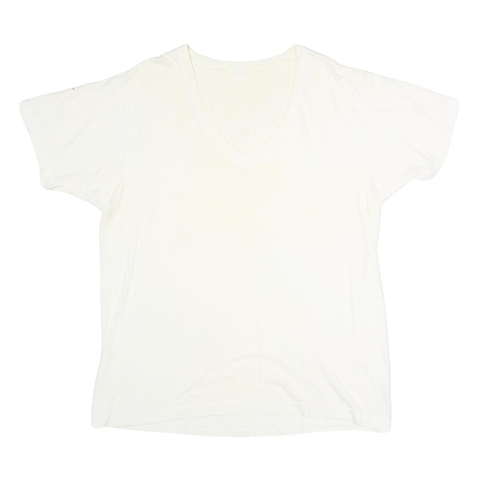 Mens White Plain XL Short Sleeve V-Neck Cotton Blend T-Shirt Casual Basic Refurbished - N/A refurbished available on Cerqular
