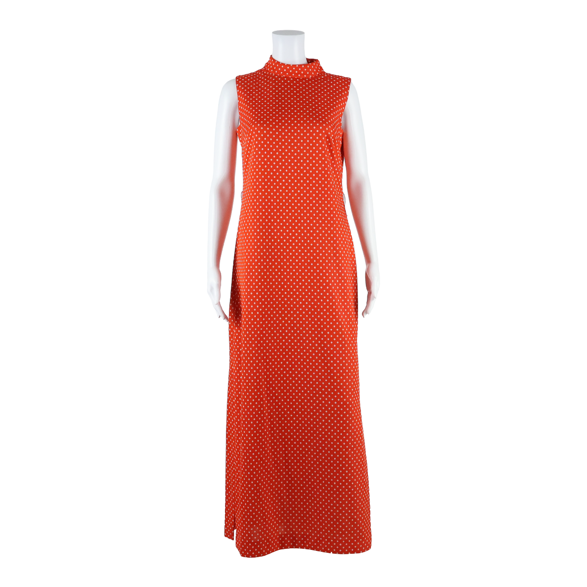 Womens Day Dress Orange Polka Dot Sleeveless Long L Refurbished - N/A refurbished available on Cerqular