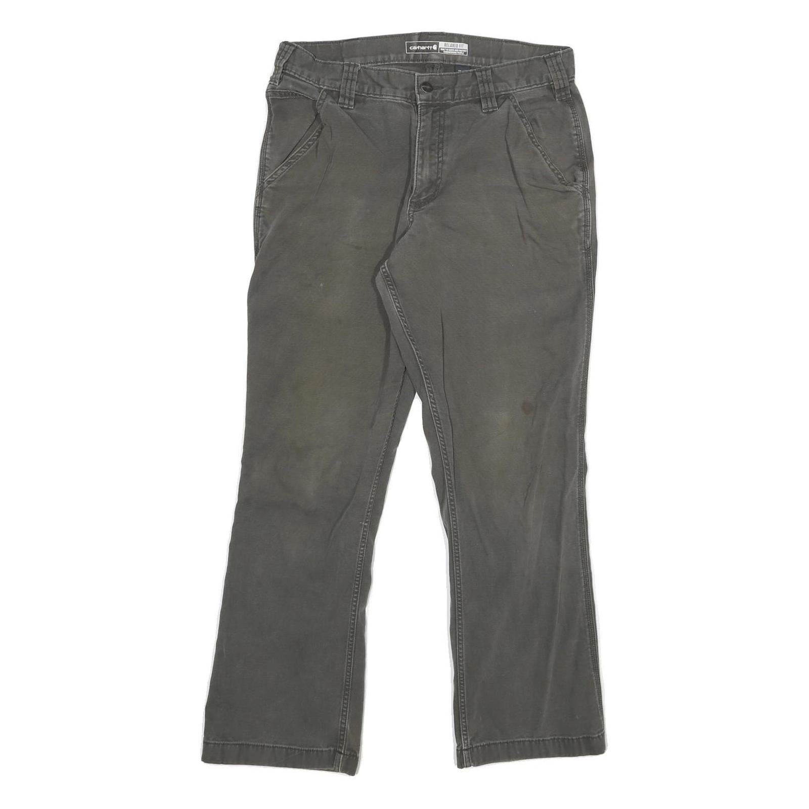 CARHARTT Mens Cotton Blend Grey Relaxed Fit Straight Leg Trousers W32 L30 Refurbished - N/A refurbished available on Cerqular