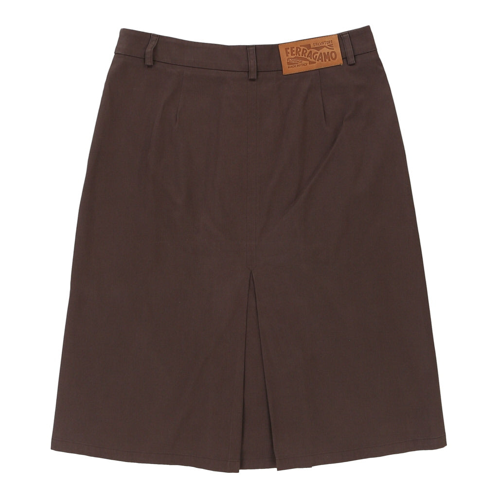 Salvatore Ferragamo Midi Skirt - 30W UK 10 Brown Cotton | Size: UK 10 Refurbished - N/A (Preloved Designer is not a specific brand, it refurbished available on Cerqular