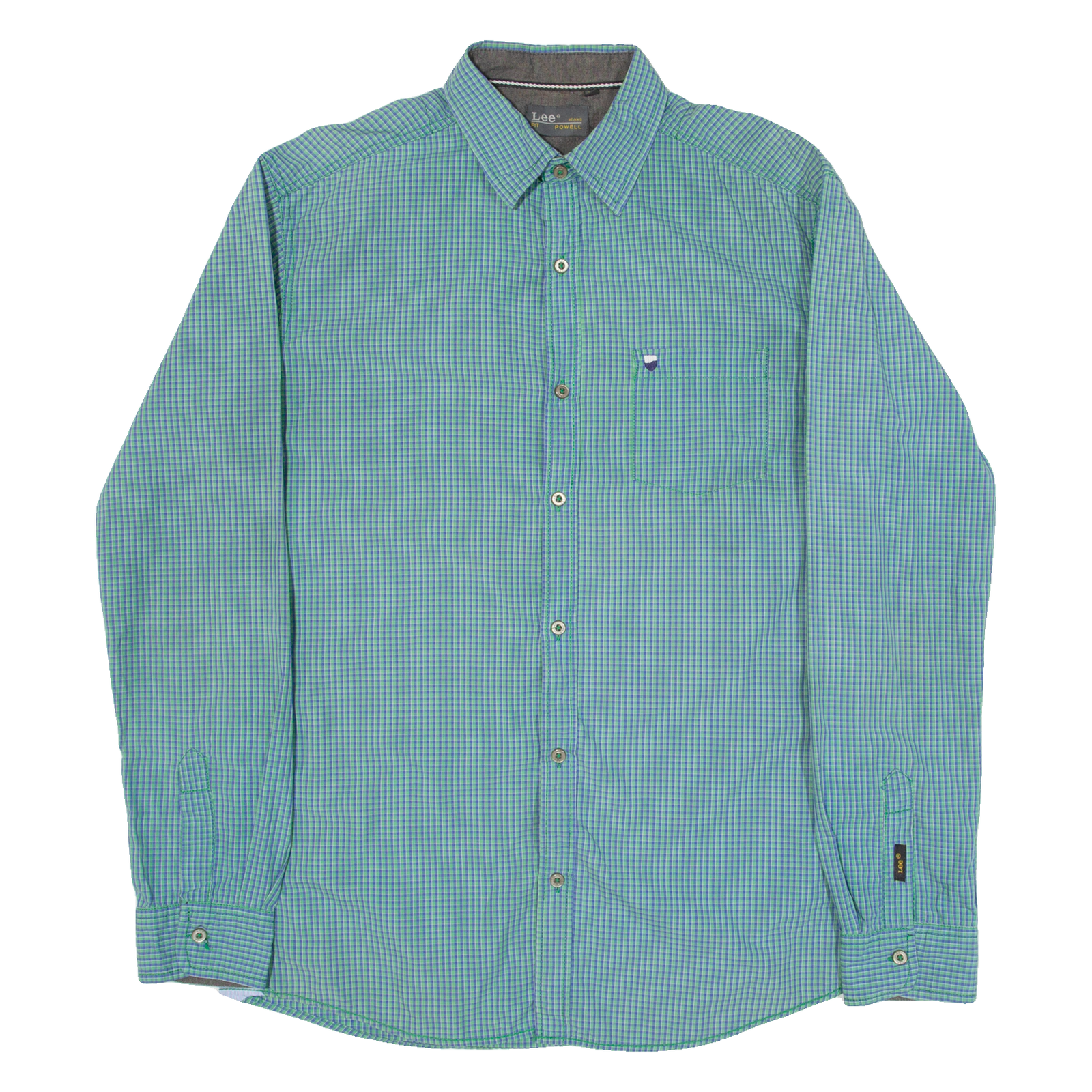 LEE Mens Shirt Green Gingham Long Sleeve XL Refurbished - N/A refurbished available on Cerqular