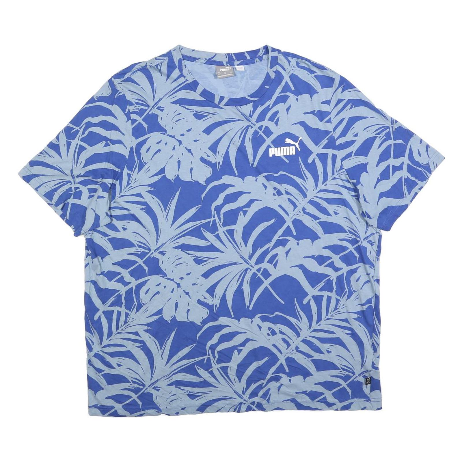 PUMA Mens Blue Leaf Print T-Shirt 2XL Short Sleeve Crew Neck Casual Wear Refurbished - N/A refurbished available on Cerqular