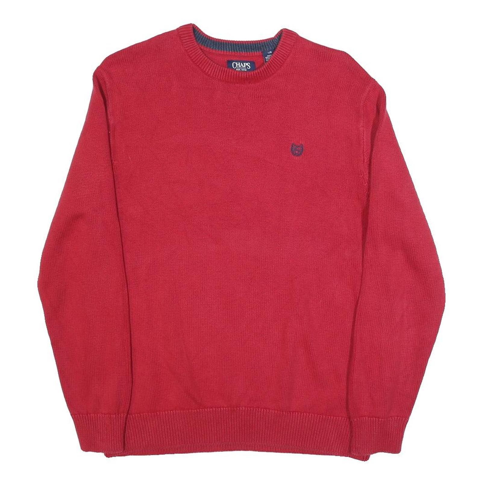 CHAPS Mens Red Plain Cotton Crew Neck Basic Knit Jumper L Classic Stylish Refurbished - N/A refurbished available on Cerqular