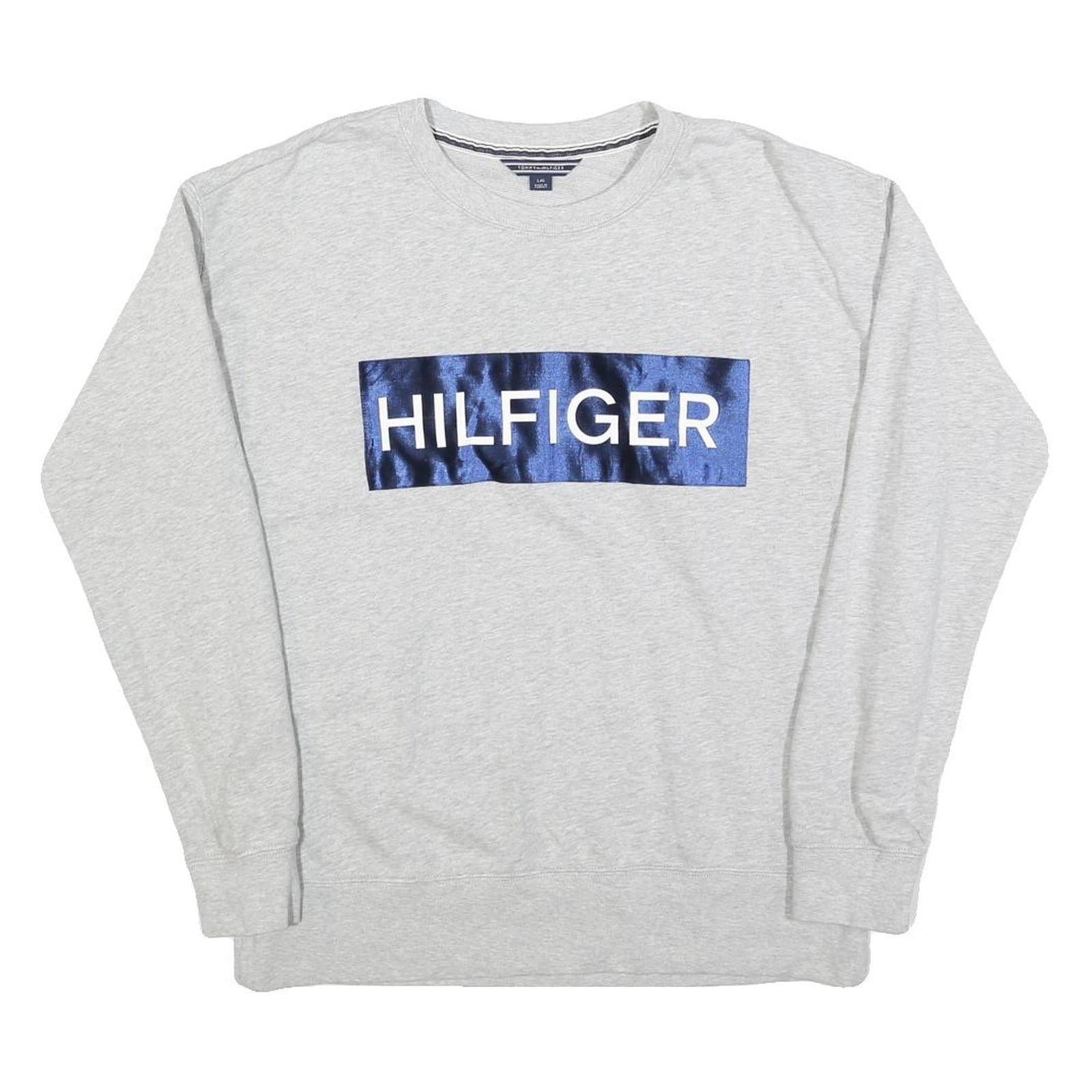 TOMMY HILFIGER Womens Grey Sweatshirt Crew Neck L Hilfiger Logo Cotton Blend Refurbished - N/A refurbished available on Cerqular
