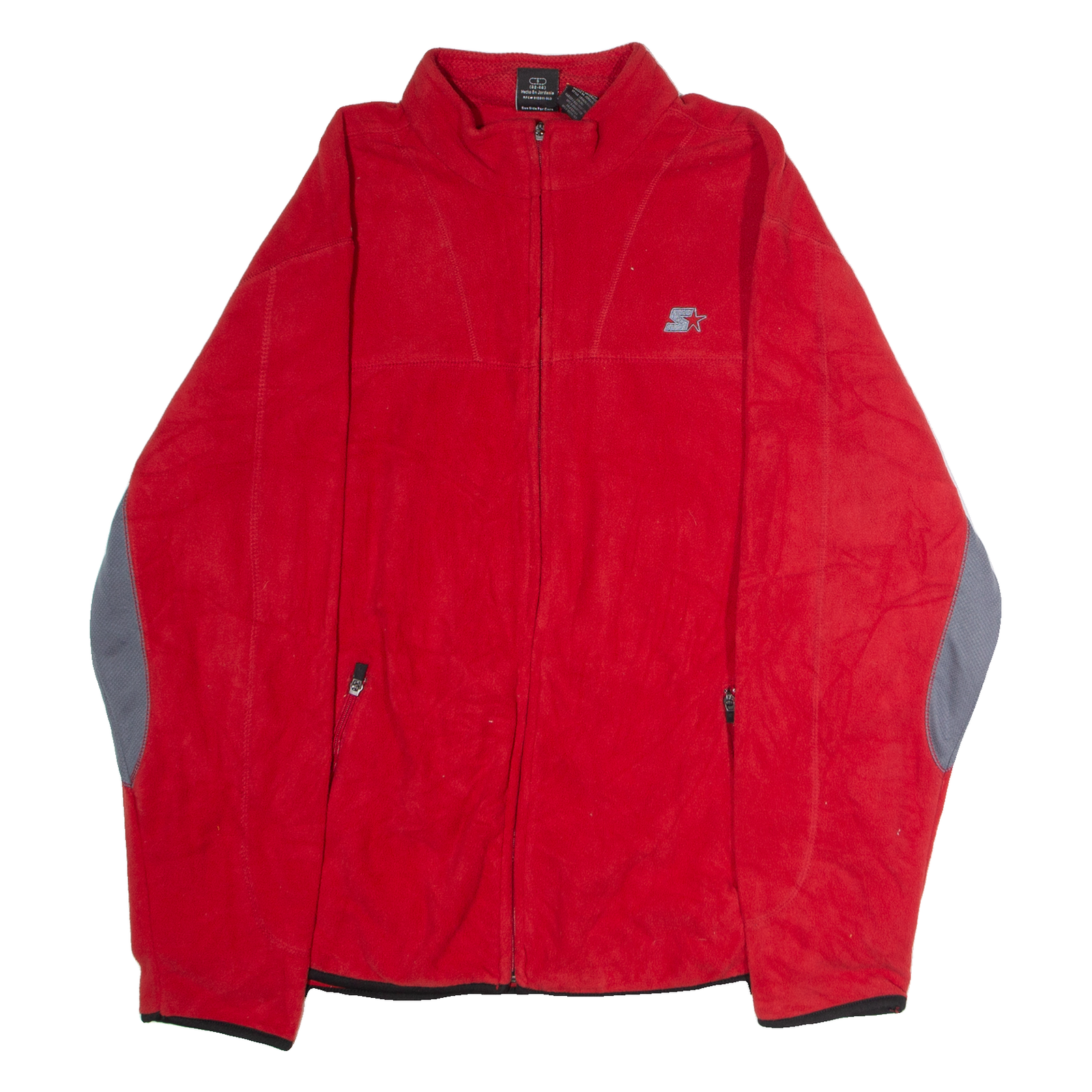 STARTER Mens Fleece Jacket Red Colourblock L Refurbished - N/A refurbished available on Cerqular