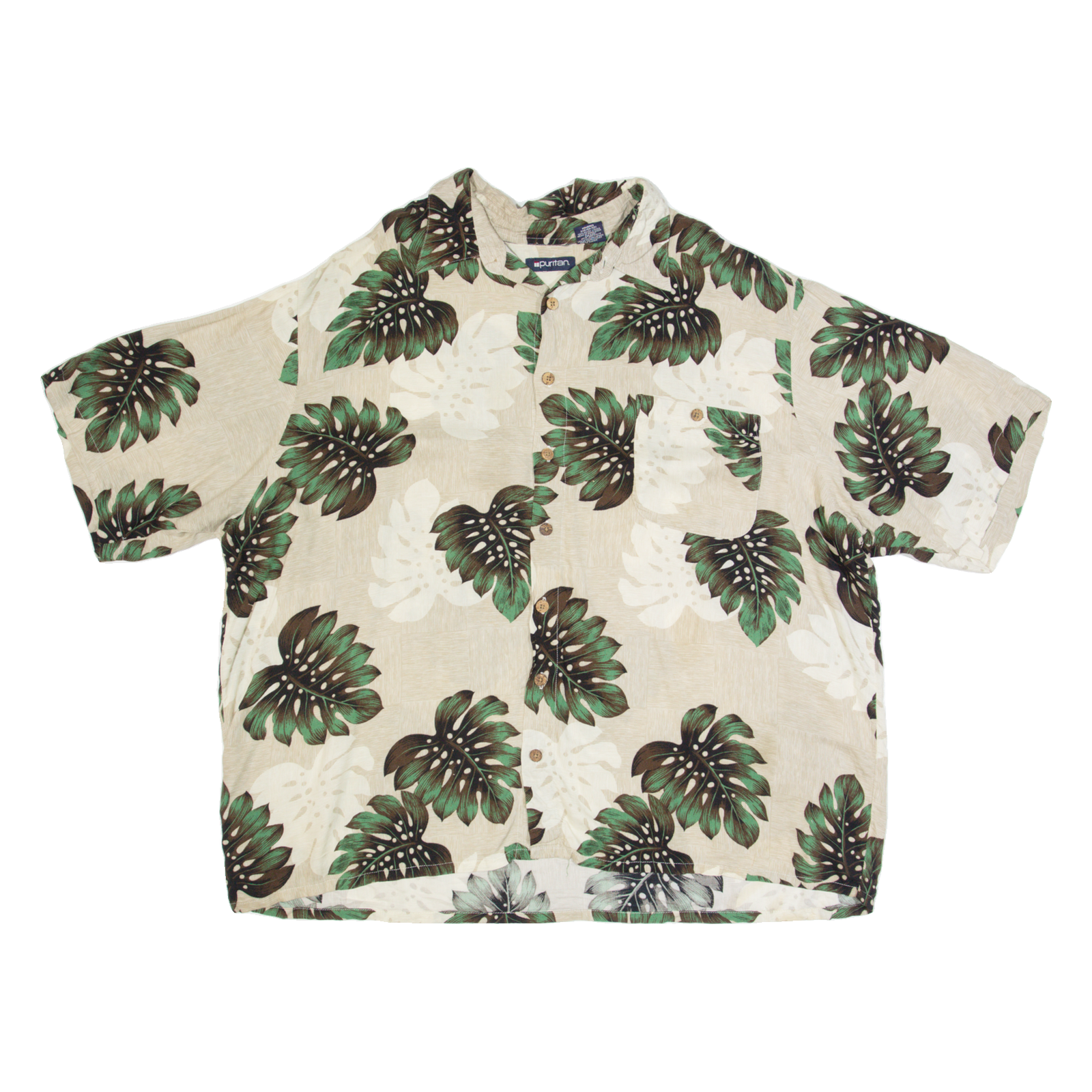 PURITAN Mens Hawaiian Shirt Beige Floral 2XL Refurbished - N/A refurbished available on Cerqular