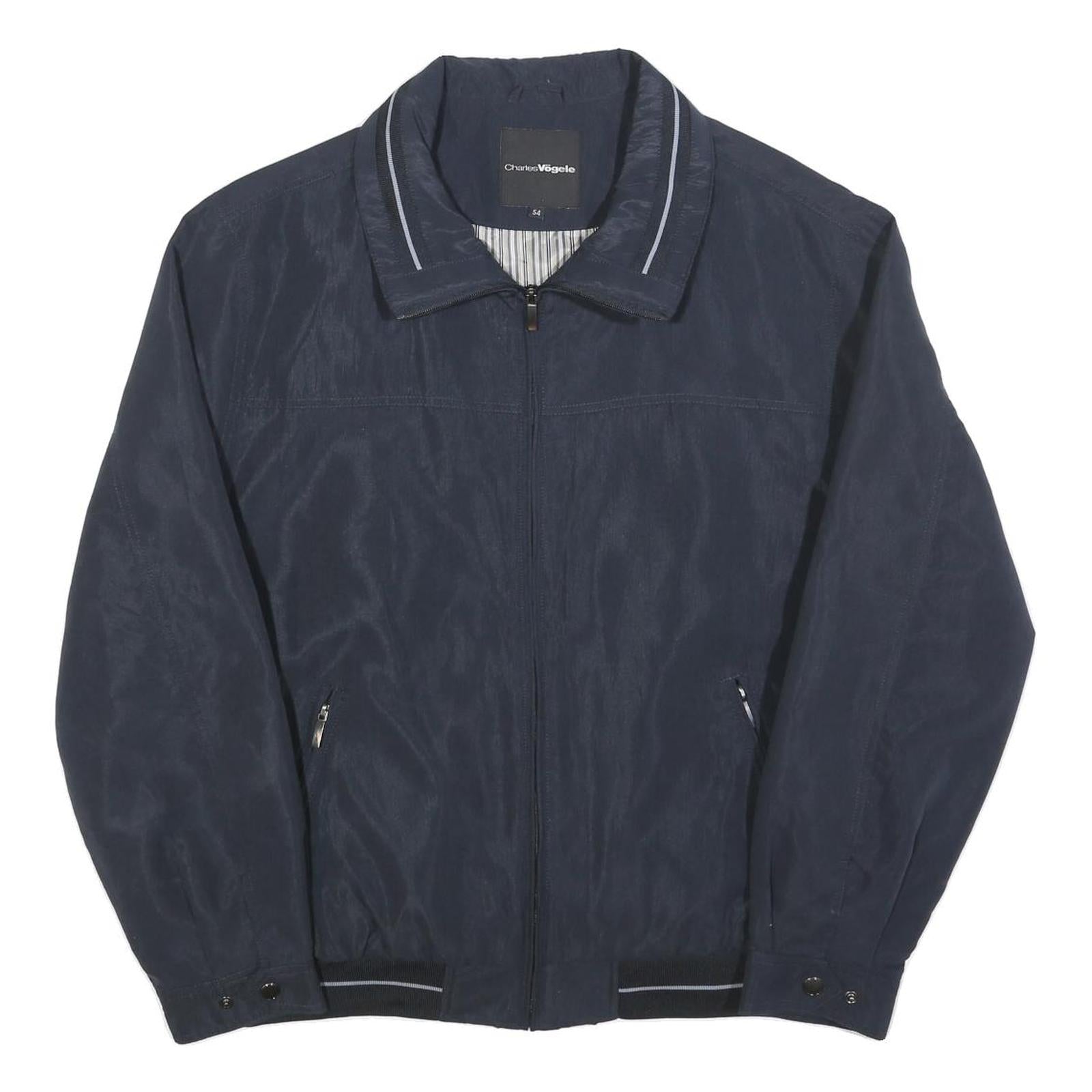 CHARLES VOGELE Mens Navy Blue Casual Jacket L Polyester Zip Plain Lightweight Refurbished - N/A refurbished available on Cerqular