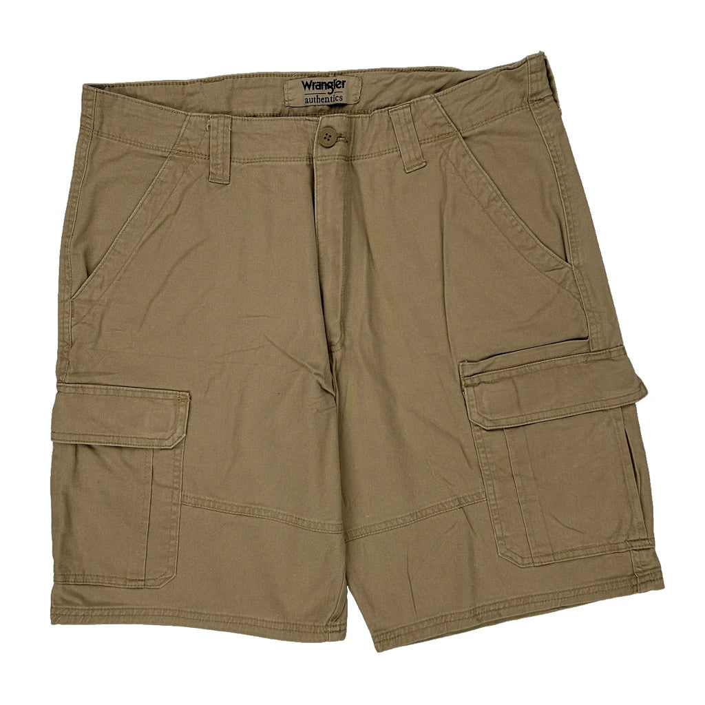 Wrangler Cargo Shorts - 36W 10L Khaki Cotton Refurbished - Thrifted (note: this is a term often used to describe second- refurbished available on Cerqular