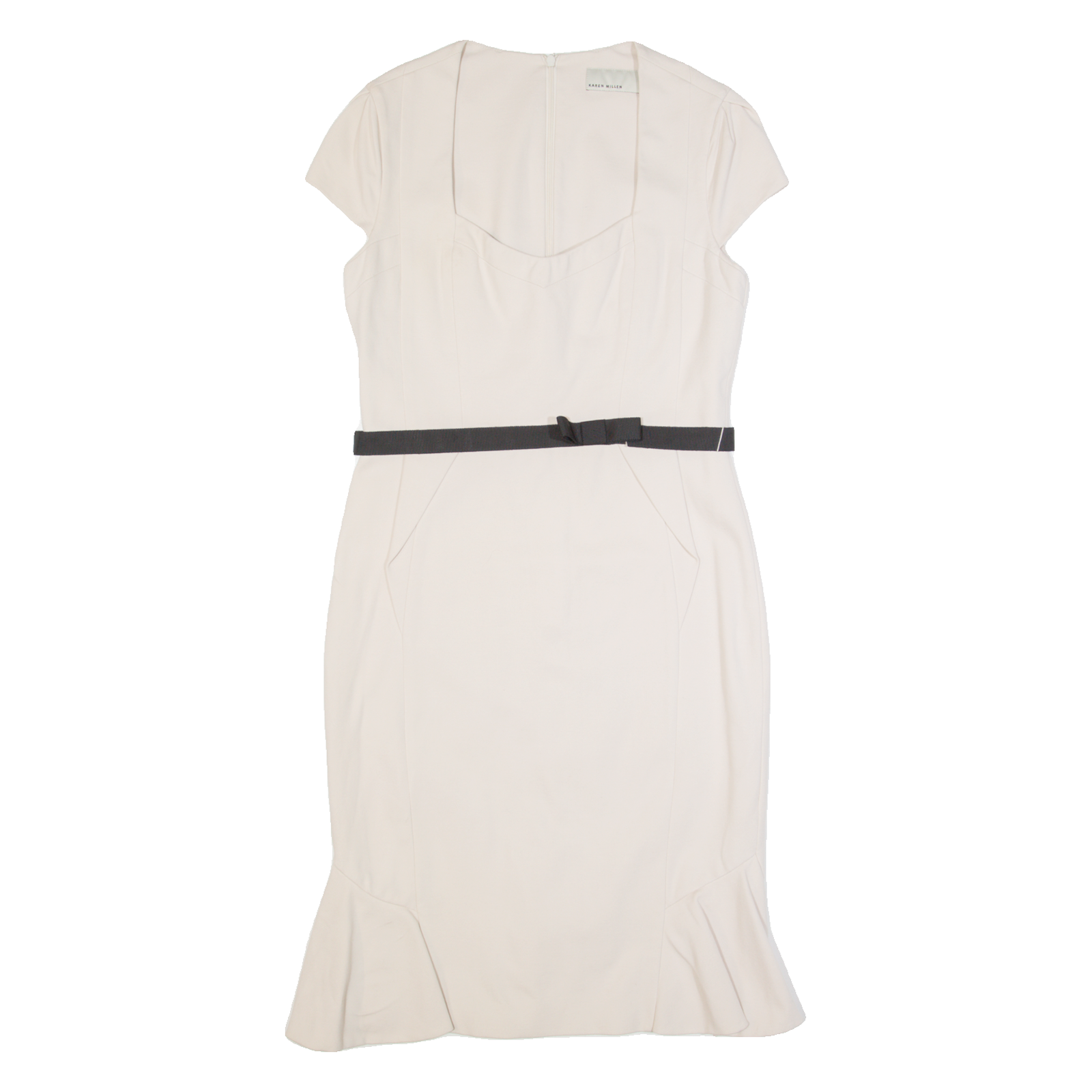 KAREN MILLEN Womens Mermaid Dress Cream Short Sleeve Midi UK 14 Refurbished - N/A refurbished available on Cerqular