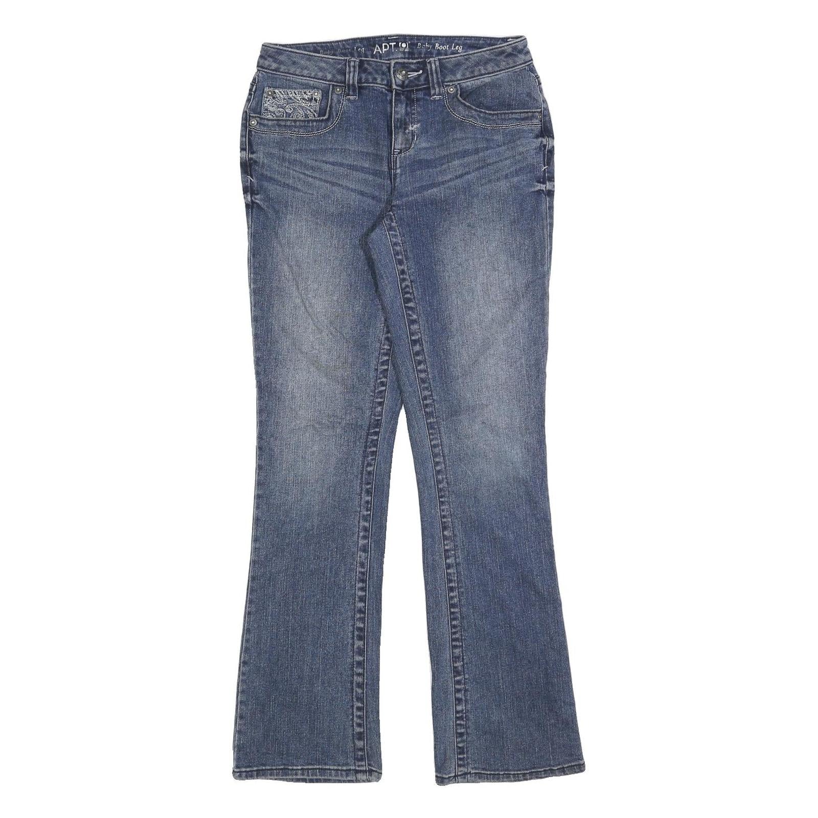 APT 9 Womens Blue Regular Boot Leg Denim Medium W28 L32 Embroidered Pockets Refurbished - N/A refurbished available on Cerqular