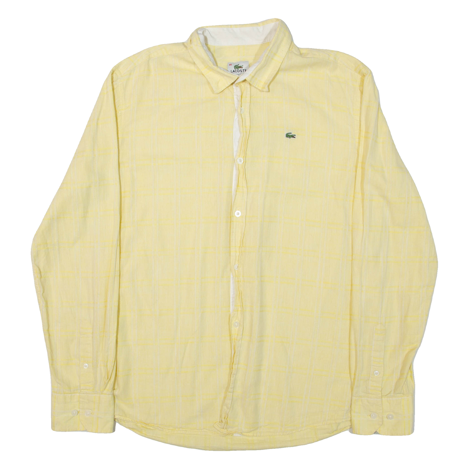 LACOSTE Mens Shirt Yellow Striped Long Sleeve M Refurbished - N/A refurbished available on Cerqular