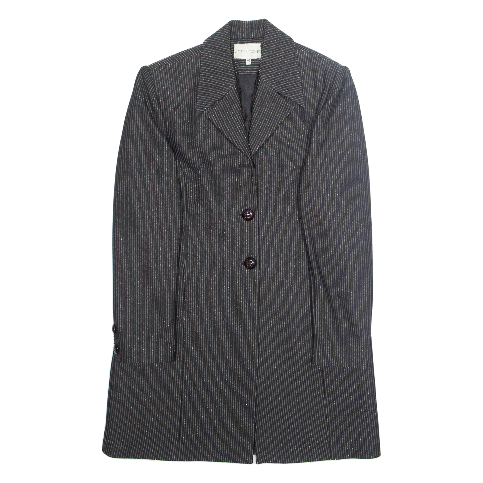 SINOE Womens Blazer Jacket Black Striped L Refurbished - N/A refurbished available on Cerqular